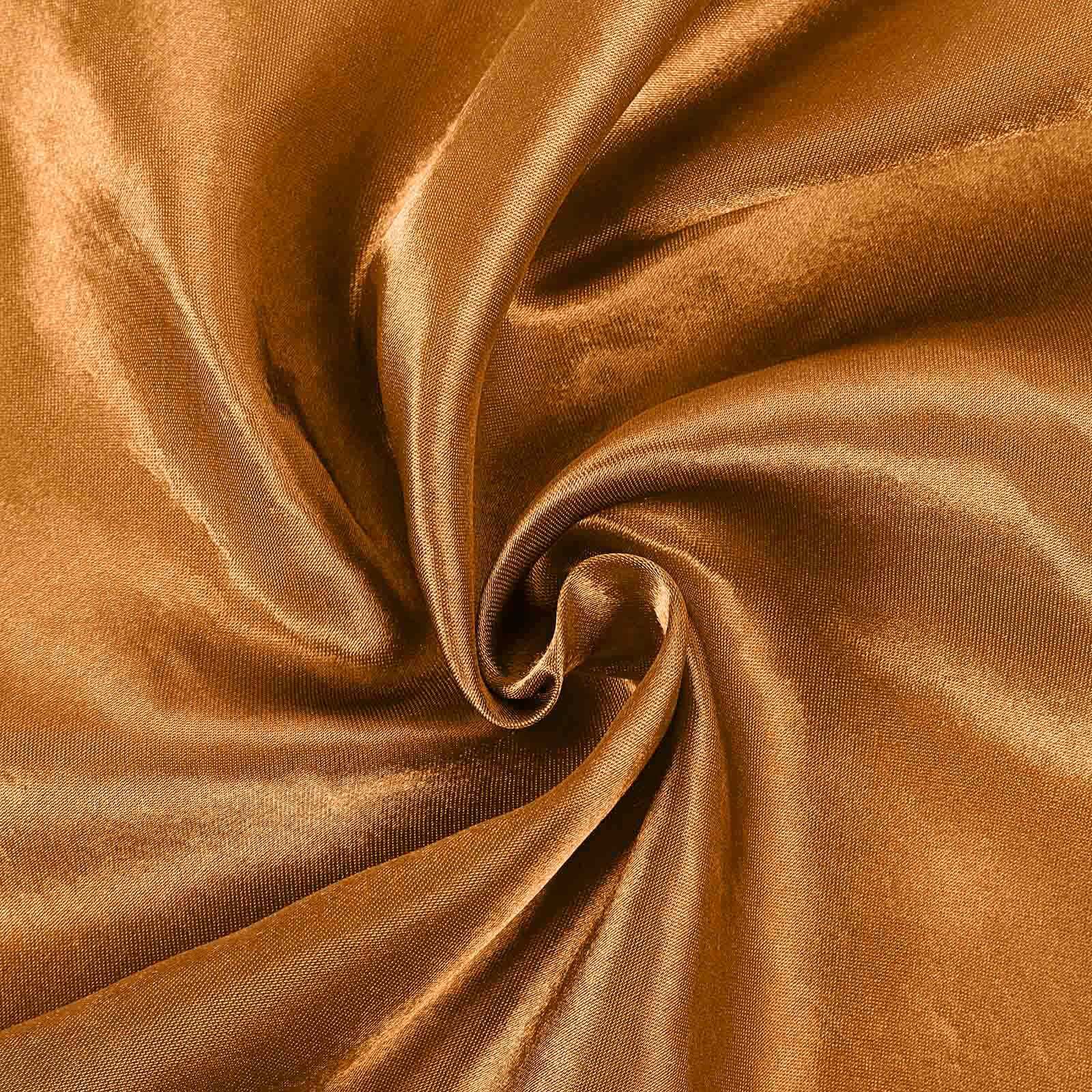 Satin Self-Tie Universal Chair Cover Gold - Reusable Slip-On Slipcover for Folding, Dining, Banquet & Standard Size Chairs - Image 8