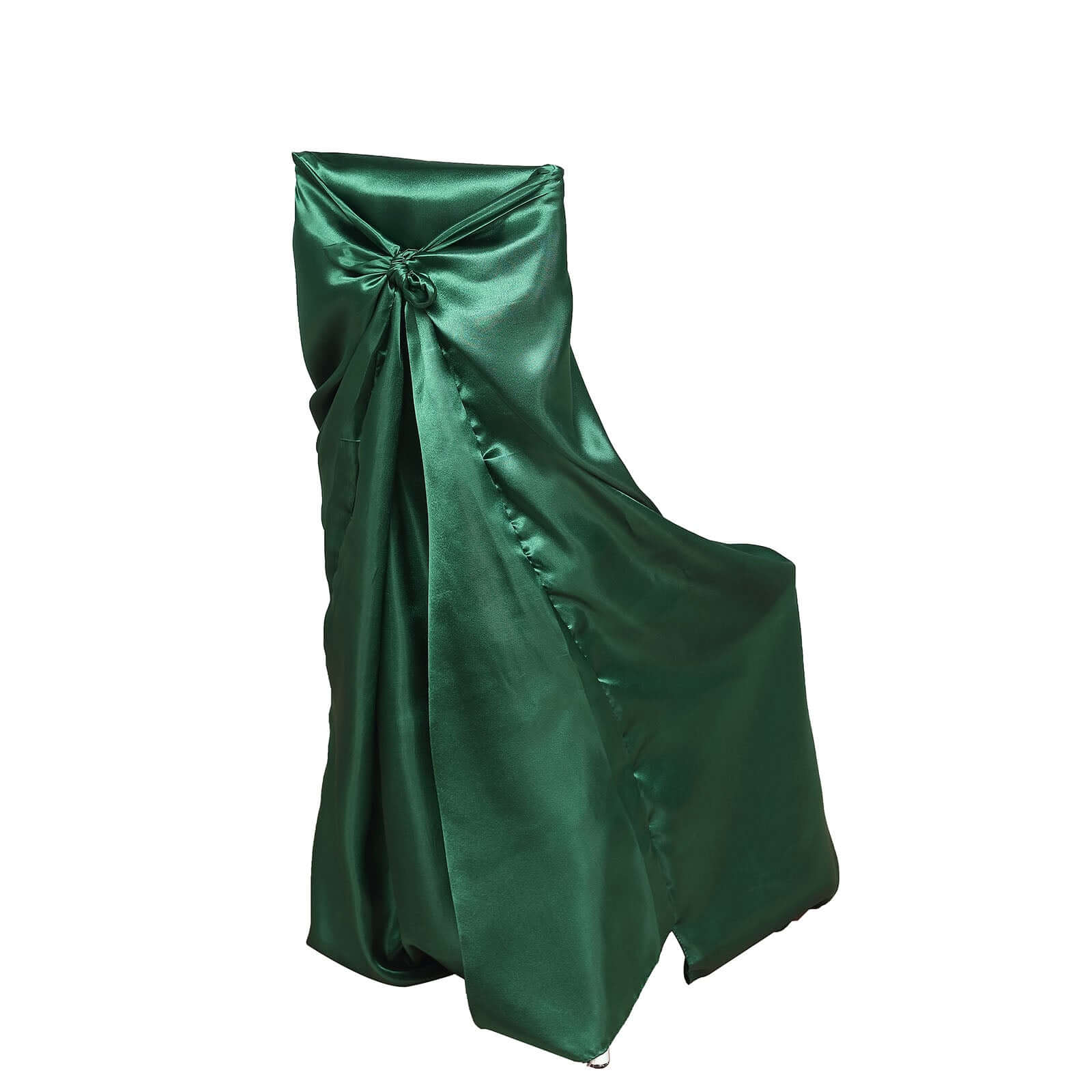 Satin Self-Tie Universal Chair Cover Hunter Emerald Green - Reusable Slip-On Slipcover for Folding, Dining, Banquet & Standard Size Chairs - Image 6