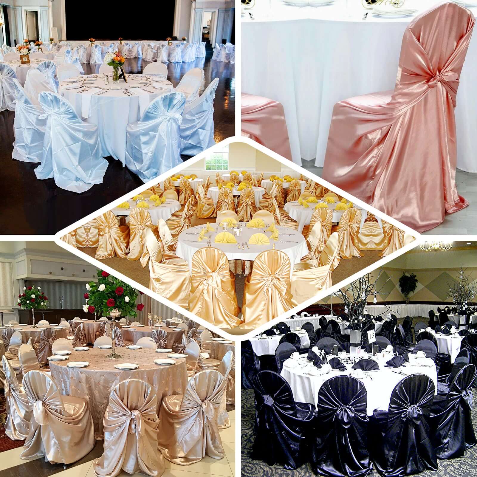 Satin Self-Tie Universal Chair Cover Lavender Lilac - Reusable Slip-On Slipcover for Folding, Dining, Banquet & Standard Size Chairs - Image 4