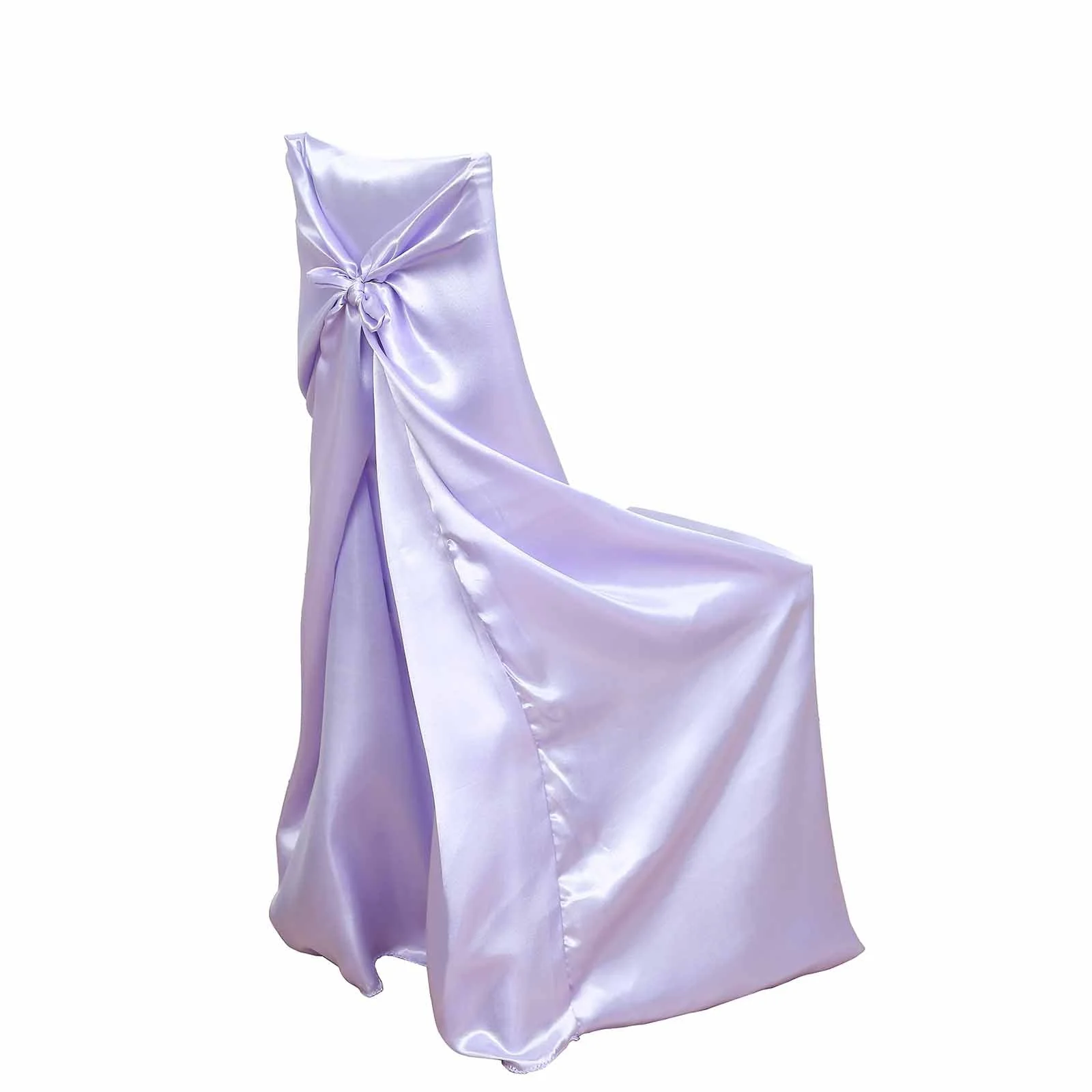 Satin Self-Tie Universal Chair Cover Lavender Lilac - Reusable Slip-On Slipcover for Folding, Dining, Banquet & Standard Size Chairs - Image 6