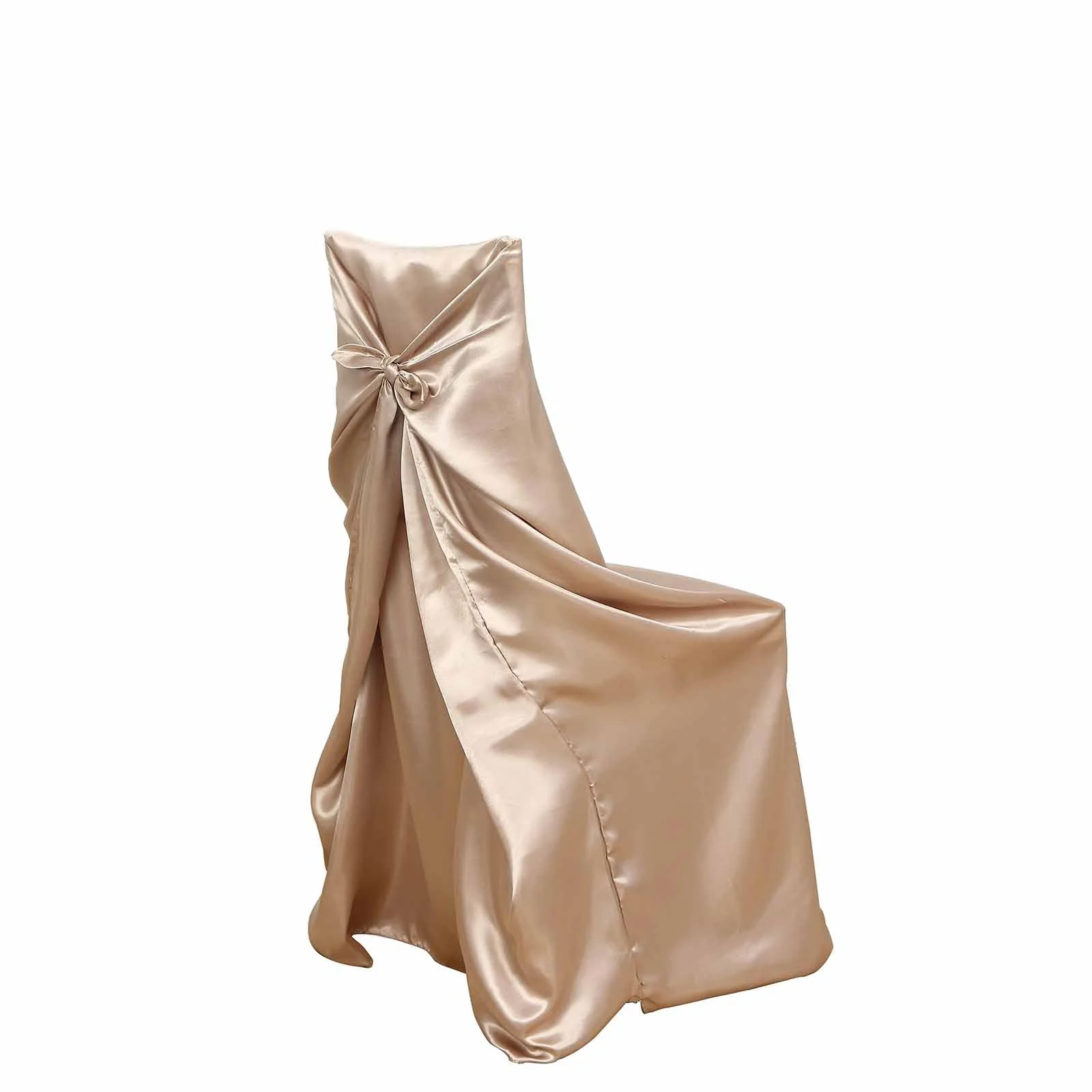 Satin Self-Tie Universal Chair Cover Nude - Reusable Slip-On Slipcover for Folding, Dining, Banquet & Standard Size Chairs - Image 6