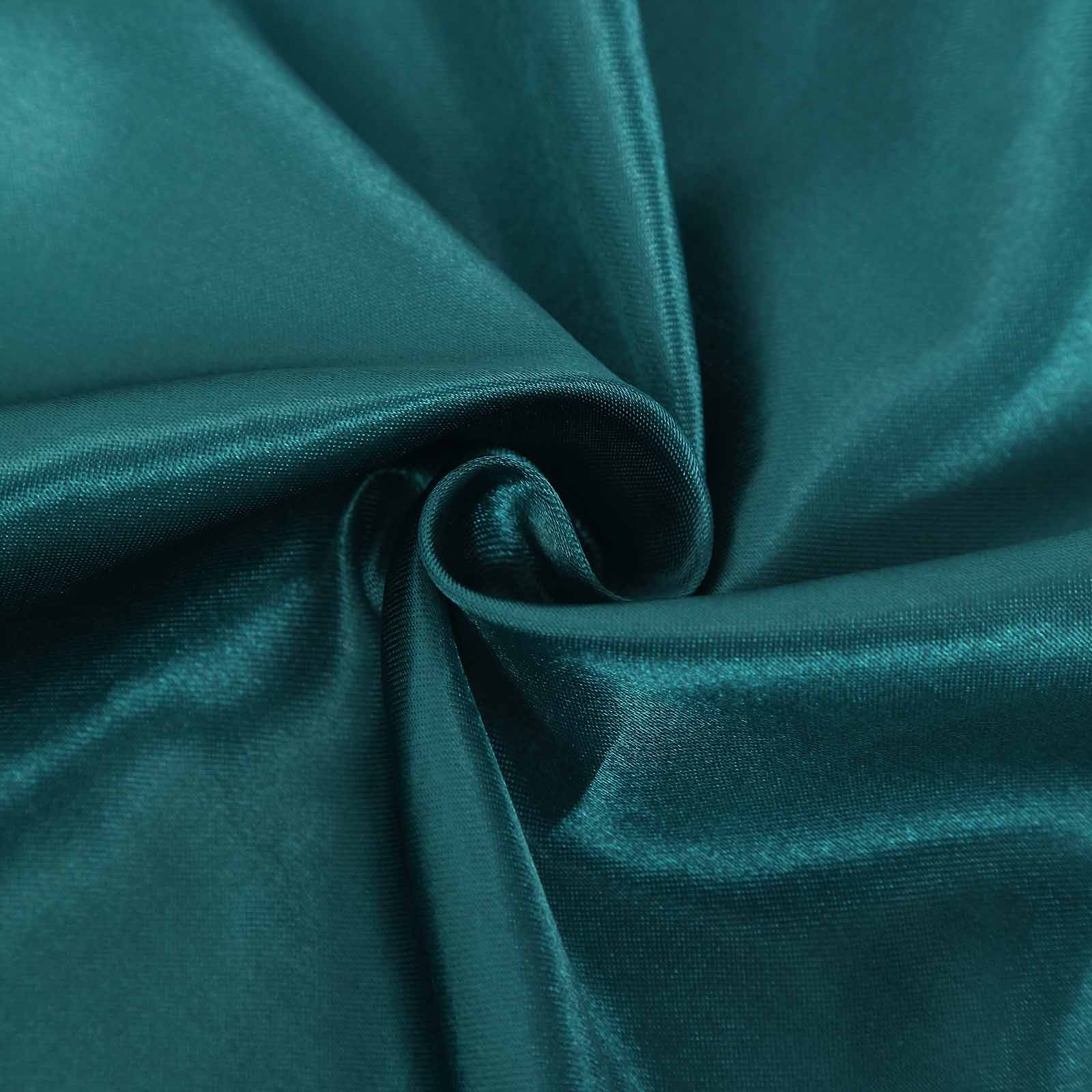 Satin Self-Tie Universal Chair Cover Peacock Teal - Reusable Slip-On Slipcover for Folding, Dining, Banquet & Standard Size Chairs - Image 8