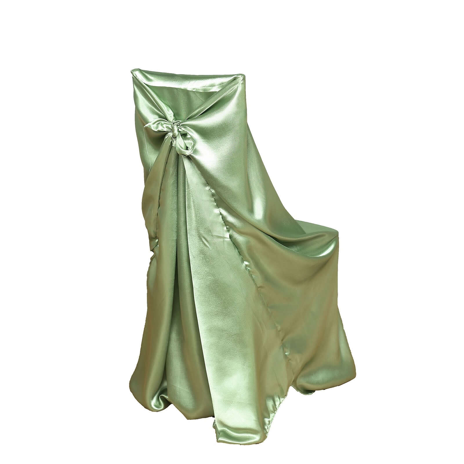 Satin Self-Tie Universal Chair Cover Sage Green - Reusable Slip-On Slipcover for Folding, Dining, Banquet & Standard Size Chairs - Image 6