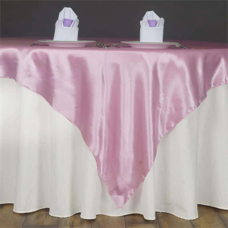 Satin Square Table Overlay 60"x60" Pink - Luxurious Wedding Table Topper - Image 6