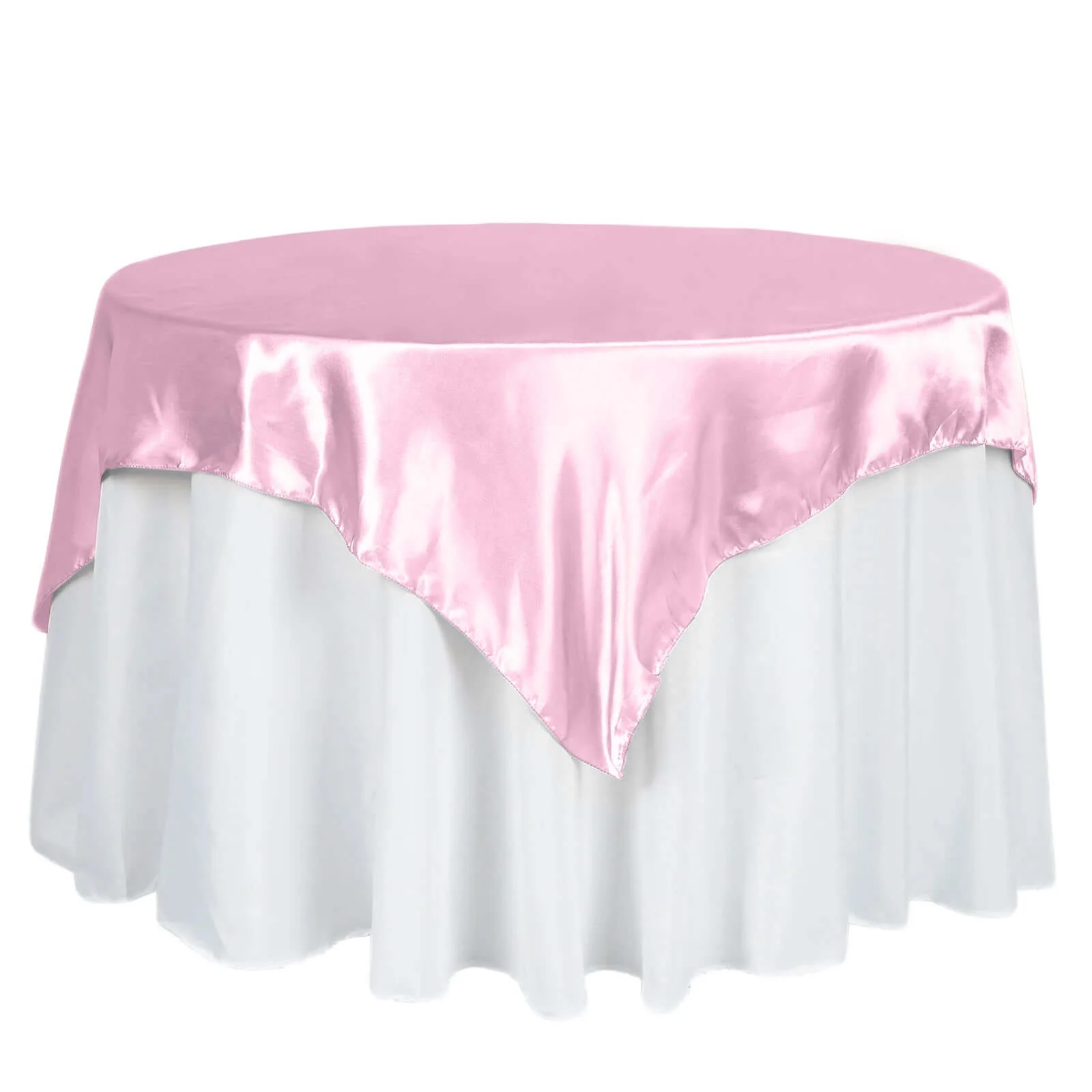 Satin Square Table Overlay 60"x60" Pink - Luxurious Wedding Table Topper - Image 7