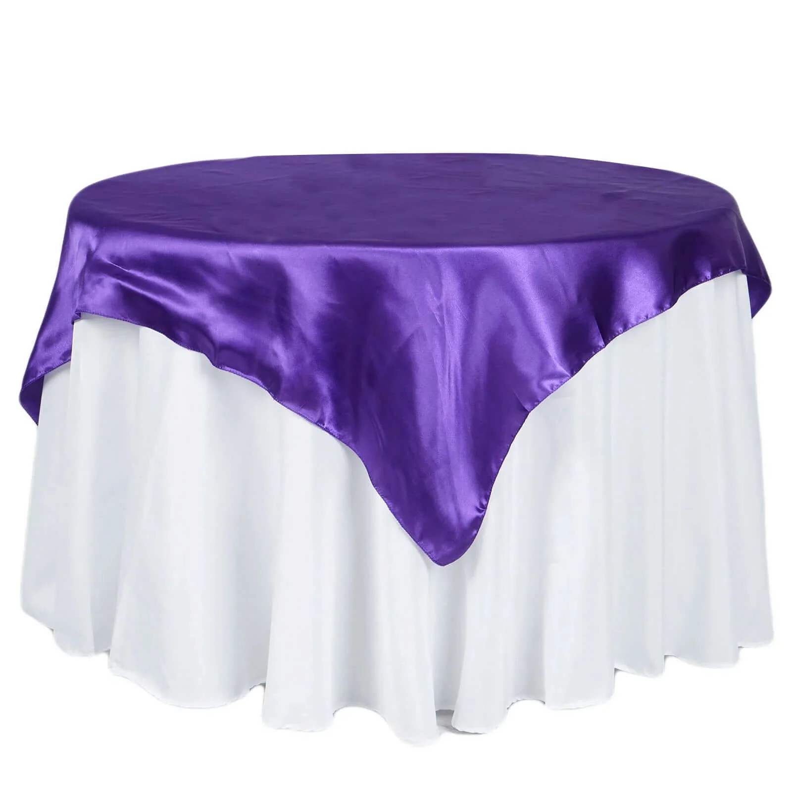 Satin Square Table Overlay 60"x60" Purple - Luxurious Wedding Table Topper - Image 7