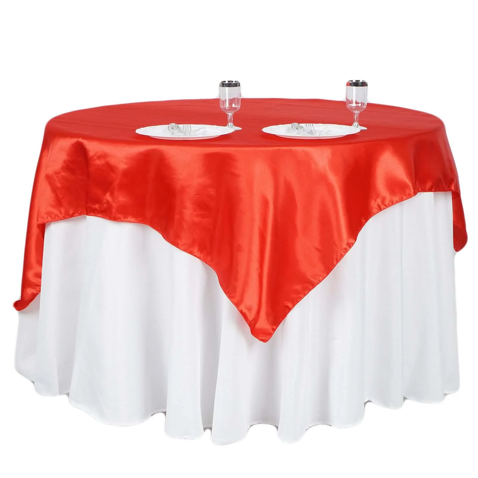 Satin Square Table Overlay 60"x60" Red - Luxurious Wedding Table Topper - Image 6