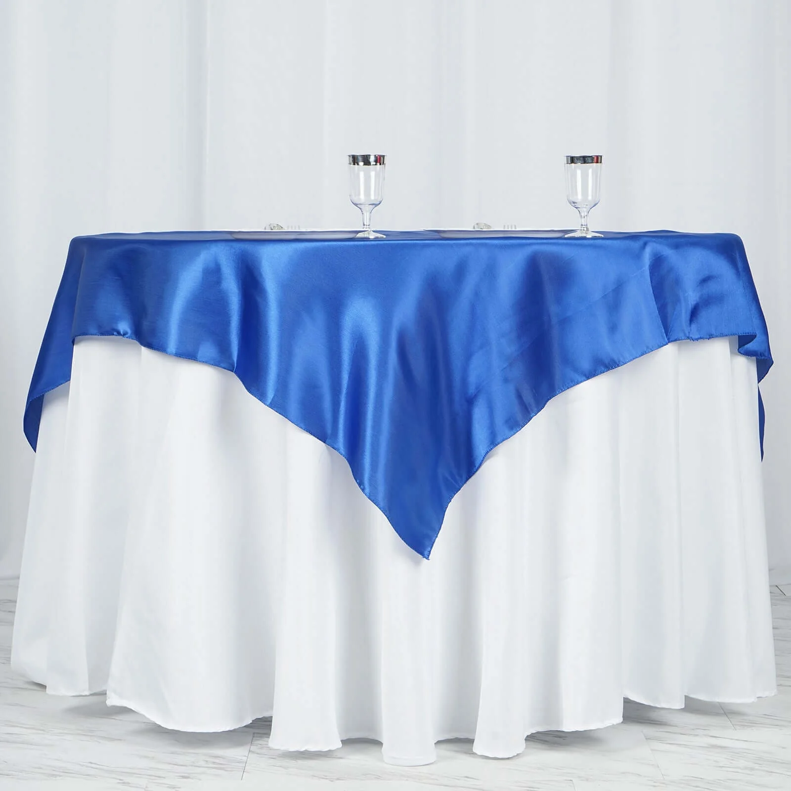 Satin Square Table Overlay 60"x60" Royal Blue - Luxurious Wedding Table Topper - Image 2