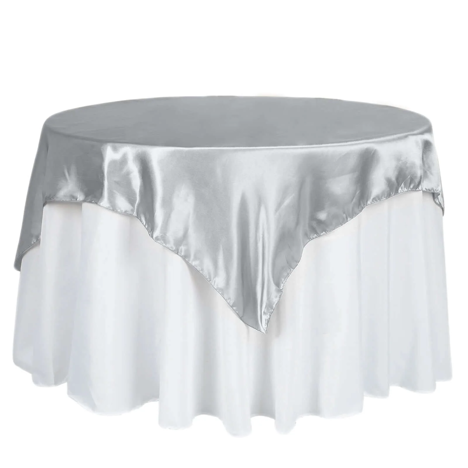 Satin Square Table Overlay 60"x60" Silver - Luxurious Wedding Table Topper - Image 7