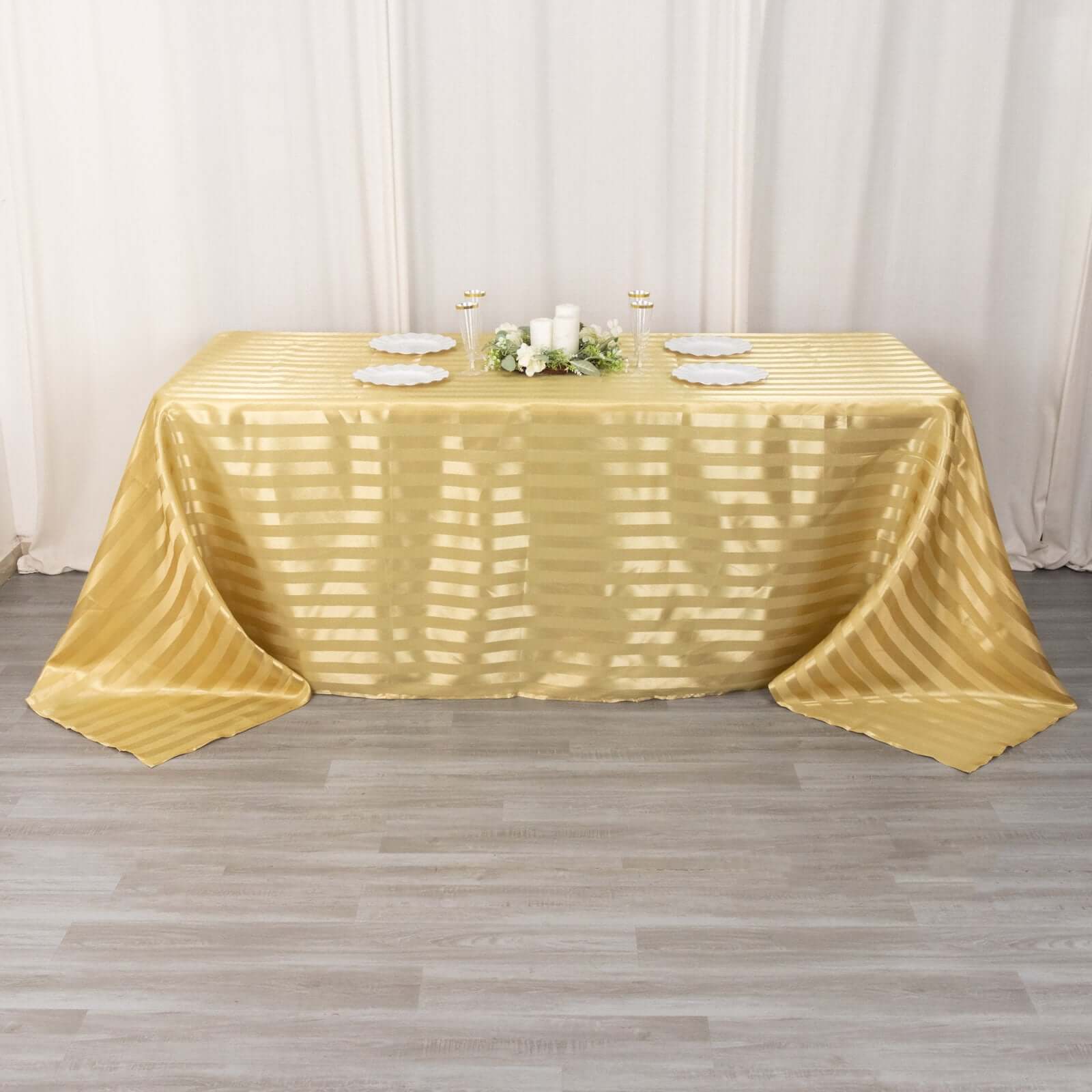 Satin Stripe Rectangular Tablecloth 90"x132" Champagne - Silky Smooth Seamless Table Cover - Image 4
