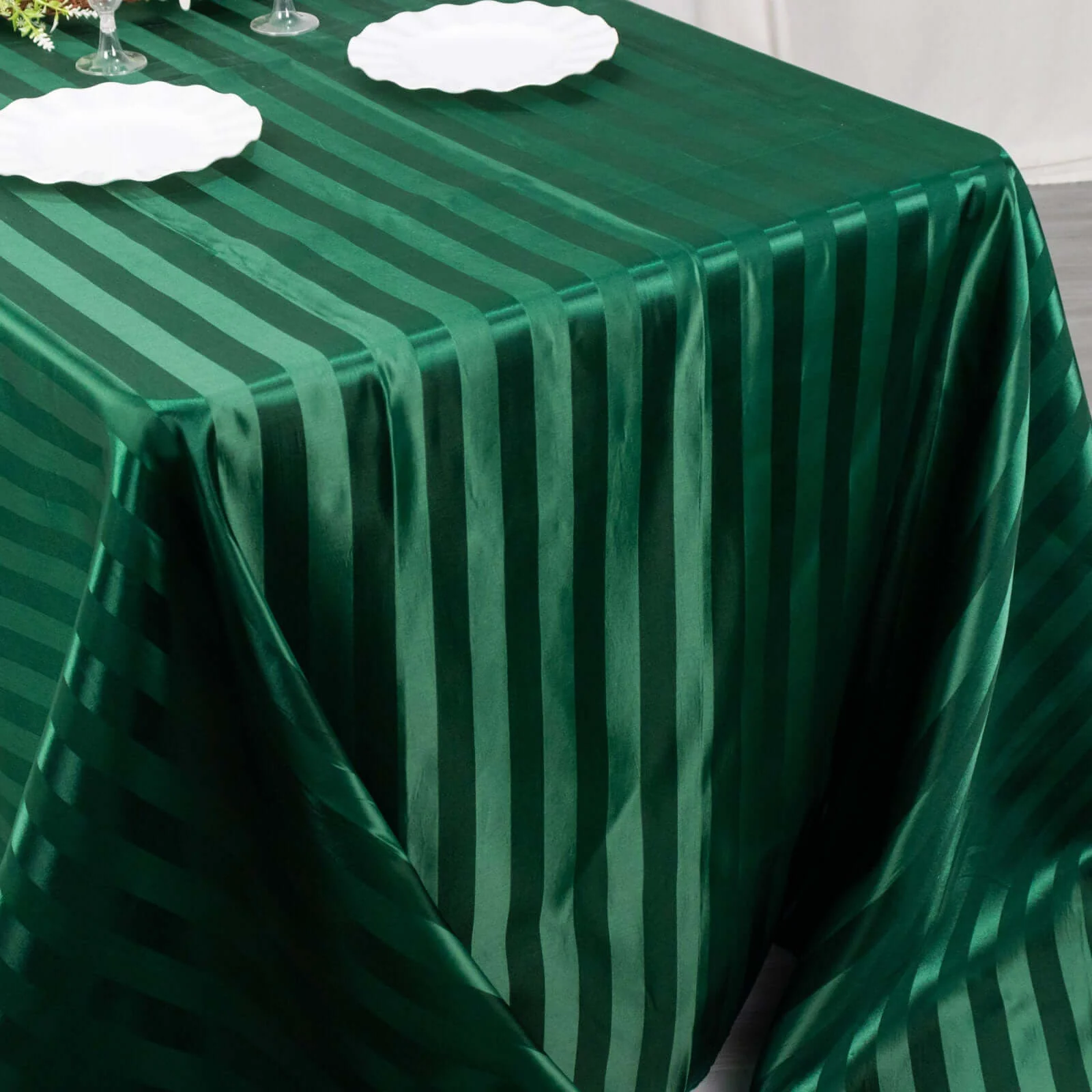 Satin Stripe Rectangular Tablecloth 90"x132" Hunter Emerald Green - Silky Smooth Seamless Table Cover - Image 8