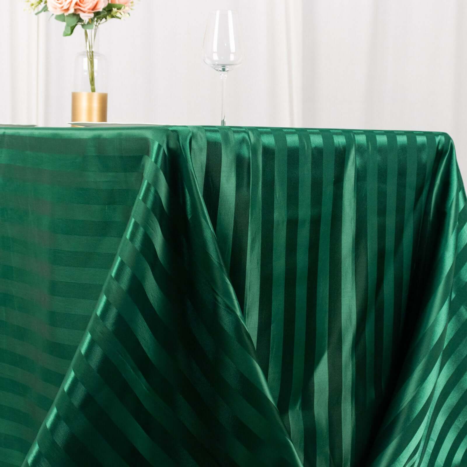 Satin Stripe Rectangular Tablecloth 90"x132" Hunter Emerald Green - Silky Smooth Seamless Table Cover - Image 9