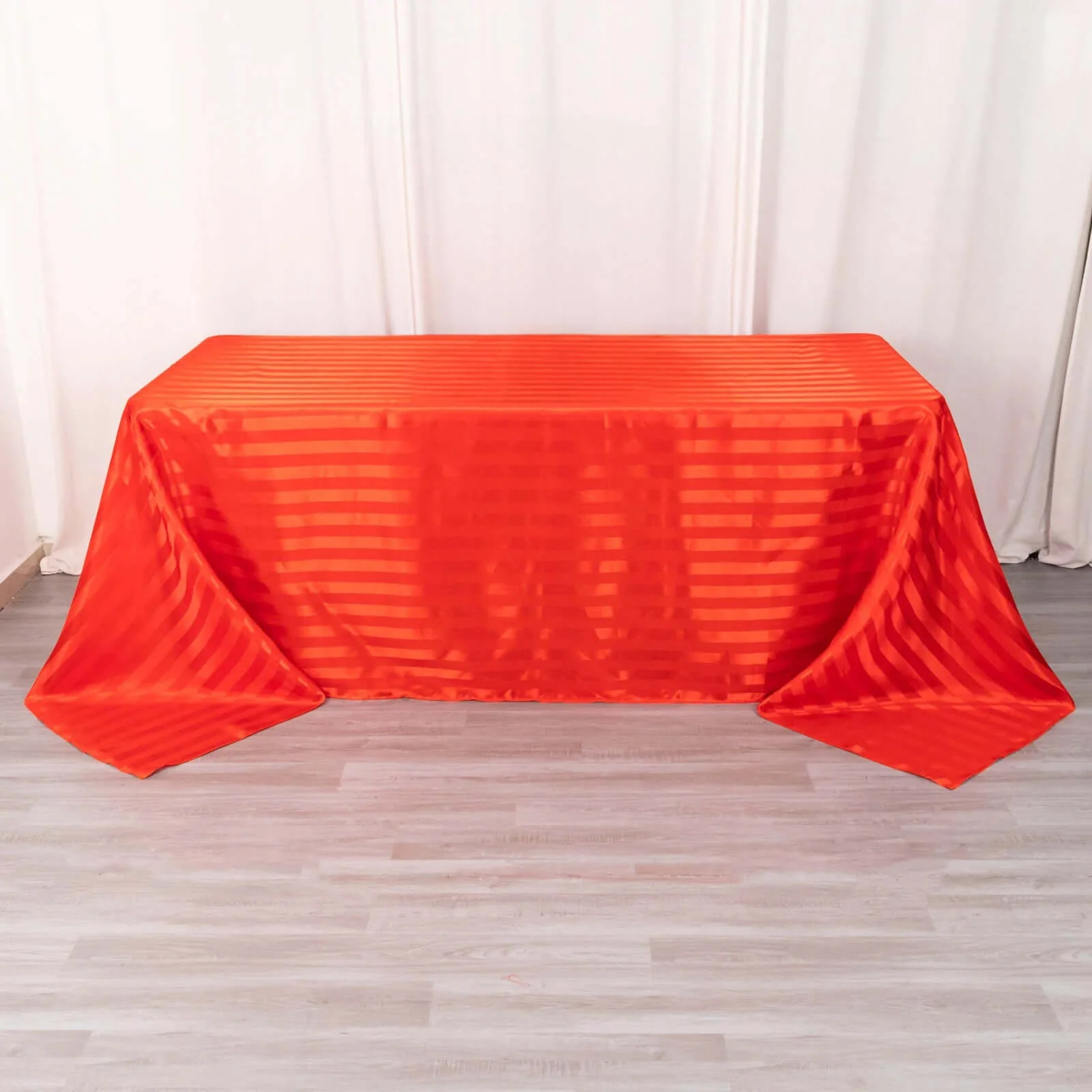 Satin Stripe Rectangular Tablecloth 90"x132" Red - Silky Smooth Seamless Table Cover