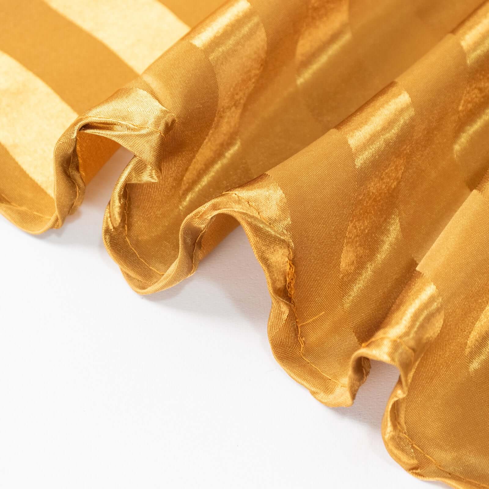 Satin Stripe Round Tablecloth 120" Gold - Seamless Silky Smooth Table Cover - Image 10