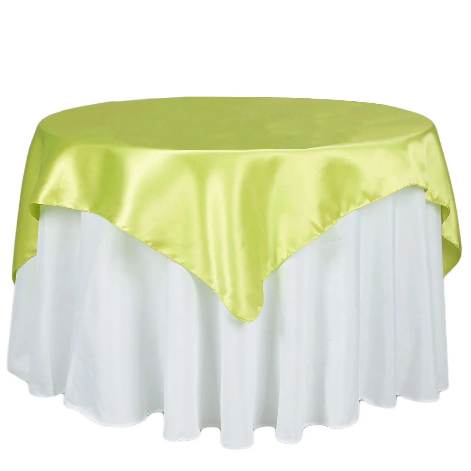 Satin Table Overlay 72"x72" Apple Green - Wrinkle Resistant & Smooth Table Topper - Image 5