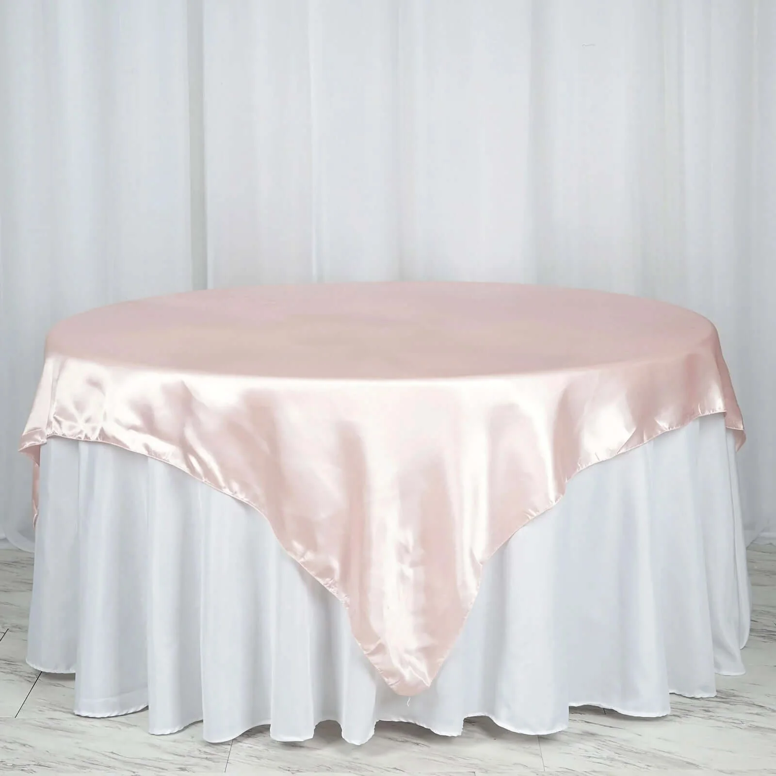 Satin Table Overlay 72"x72" Blush - Wrinkle Resistant & Smooth Table Topper