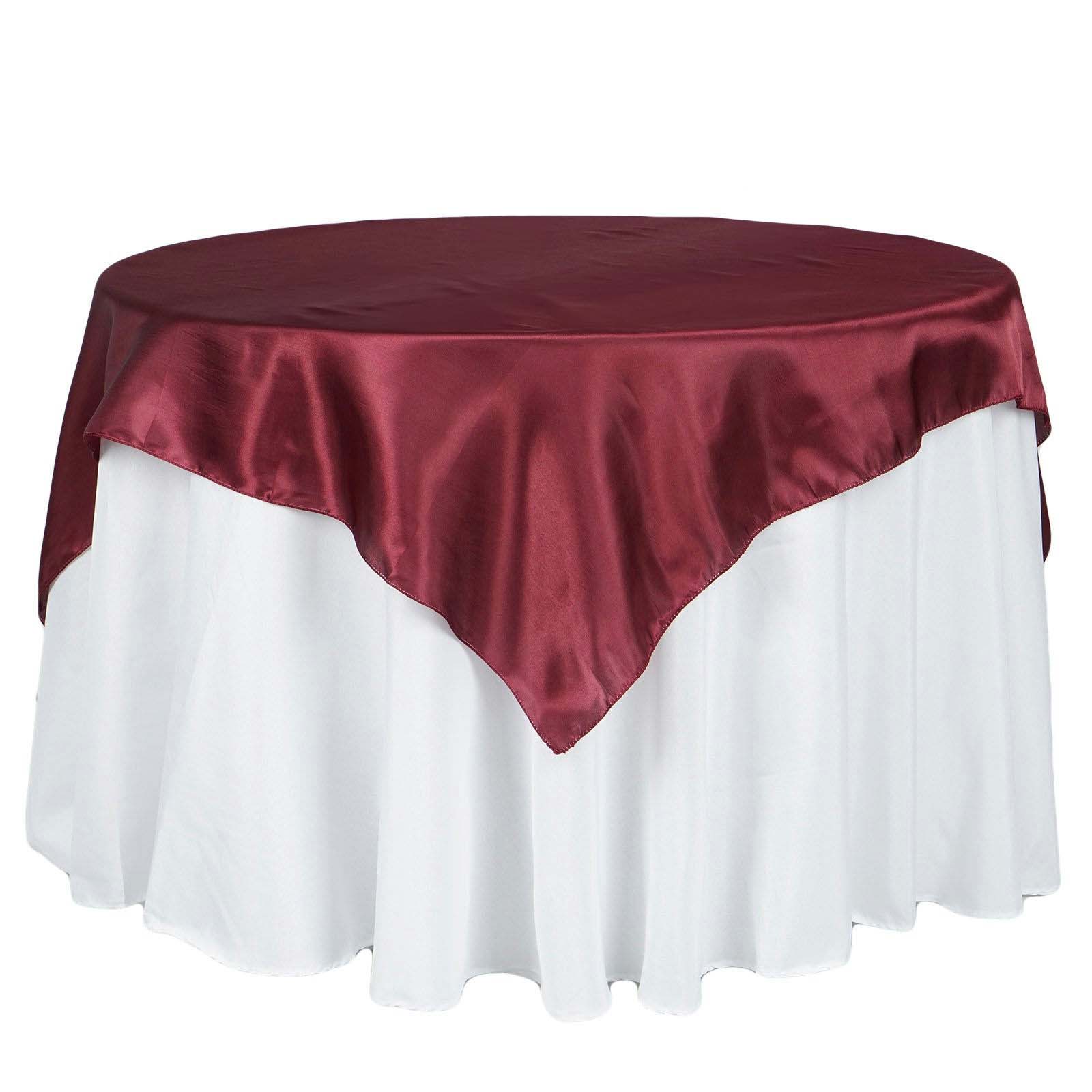 Satin Table Overlay 72"x72" Burgundy - Wrinkle Resistant & Smooth Table Topper - Image 5