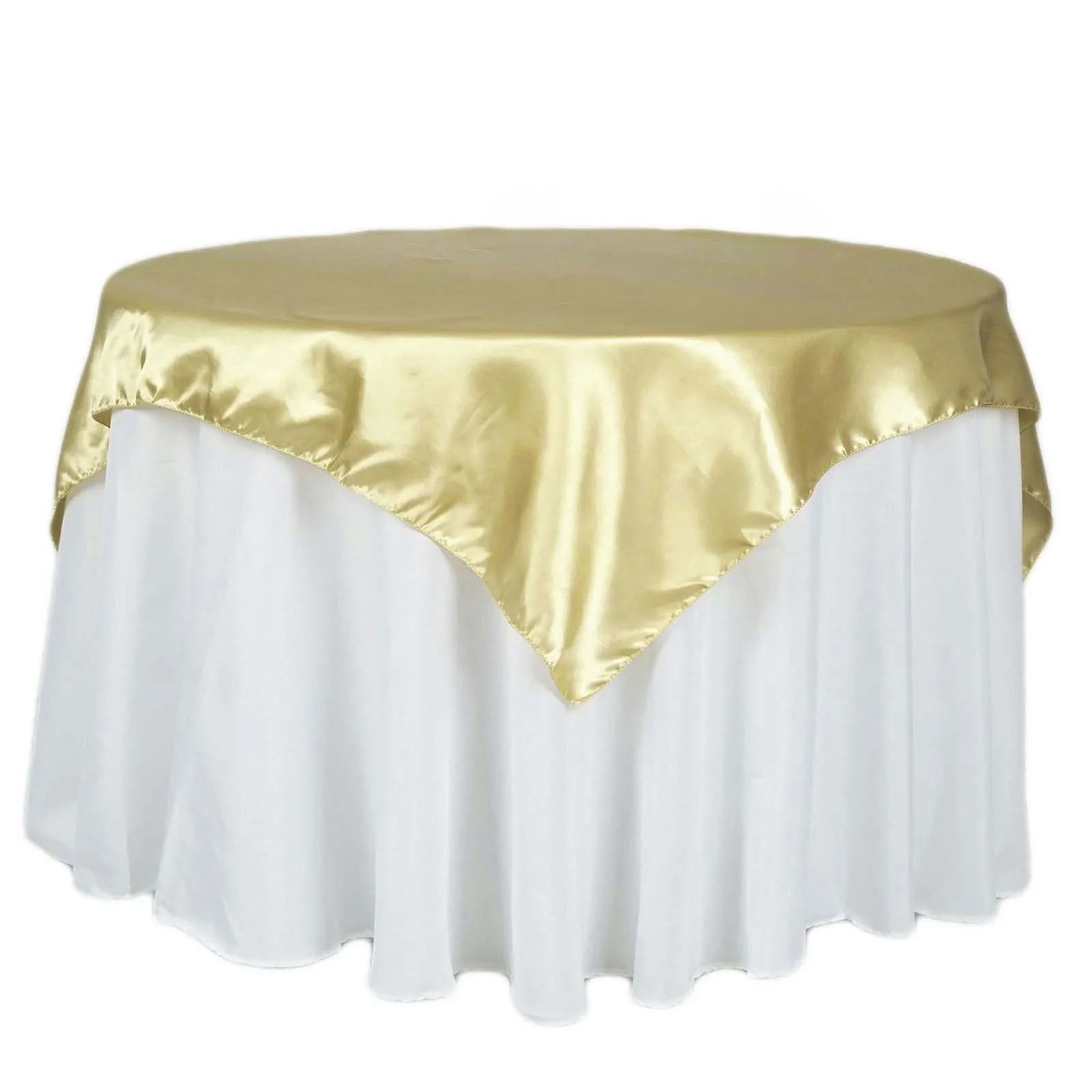 Satin Table Overlay 72"x72" Champagne - Wrinkle Resistant & Smooth Table Topper - Image 7