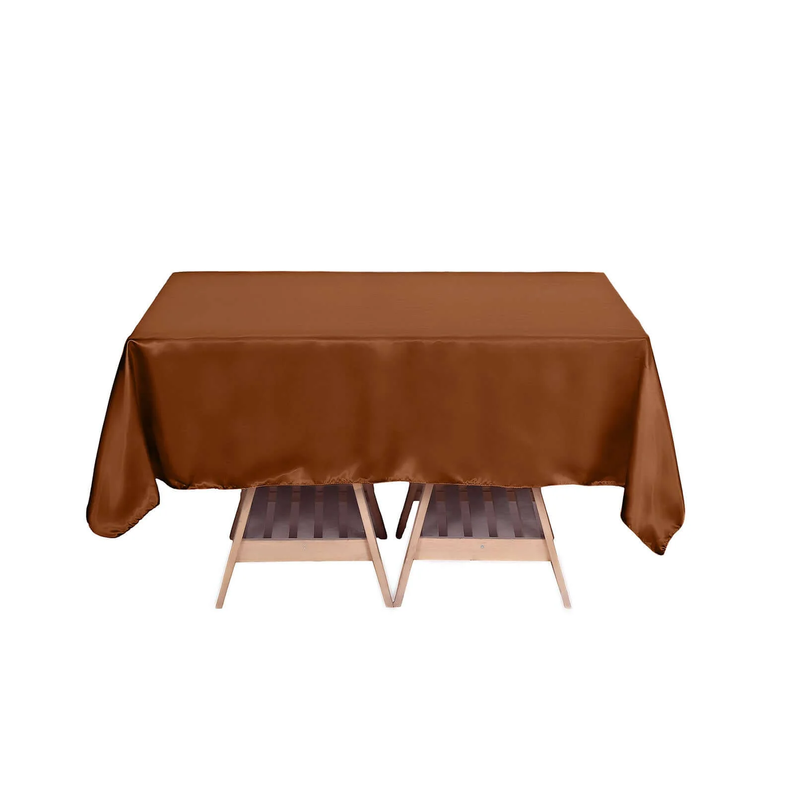 Satin Table Overlay 72"x72" Cinnamon Brown - Wrinkle Resistant & Smooth Table Topper - Image 4