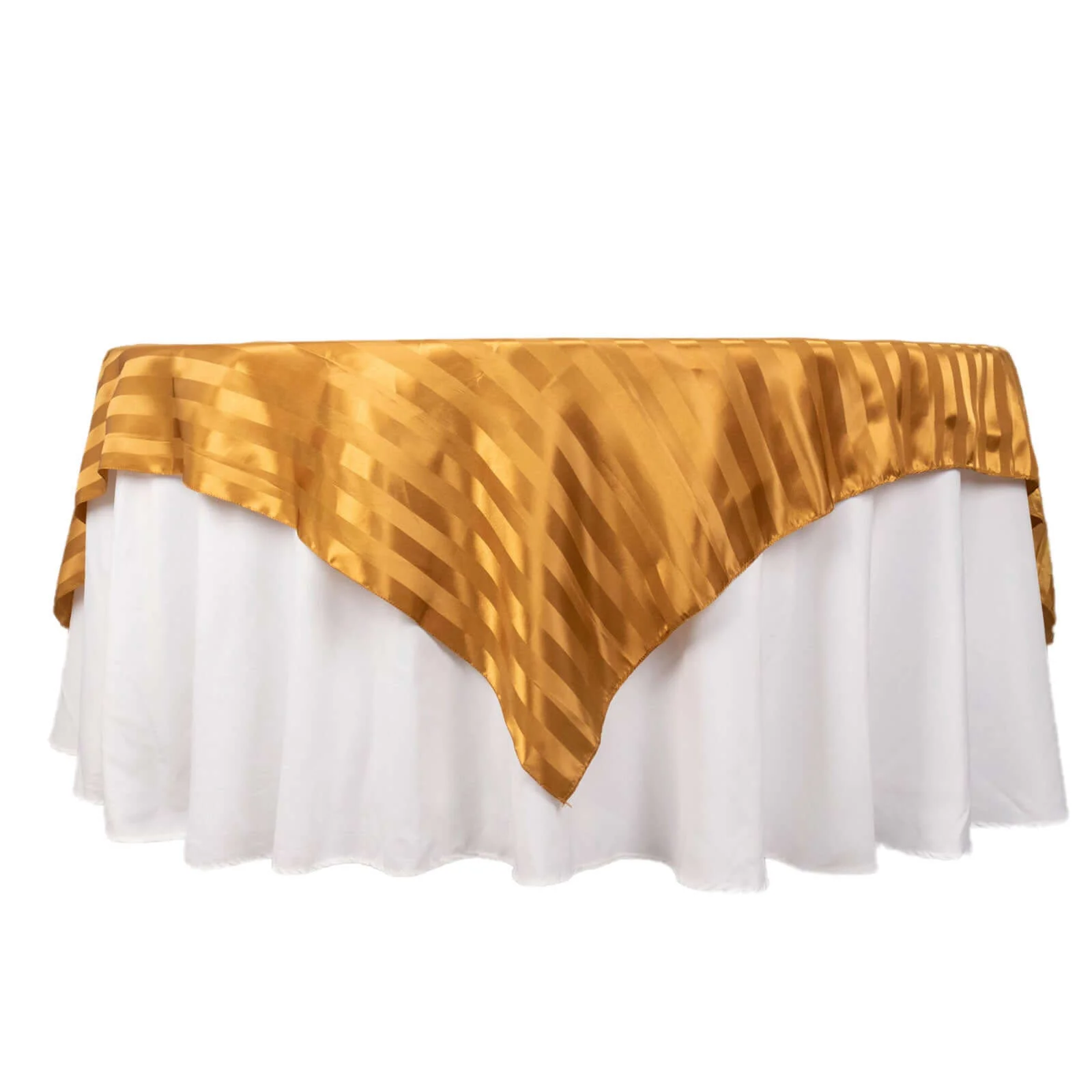 Satin Table Overlay 72"x72" Gold - Smooth Finish Stripe Table Topper - Image 7