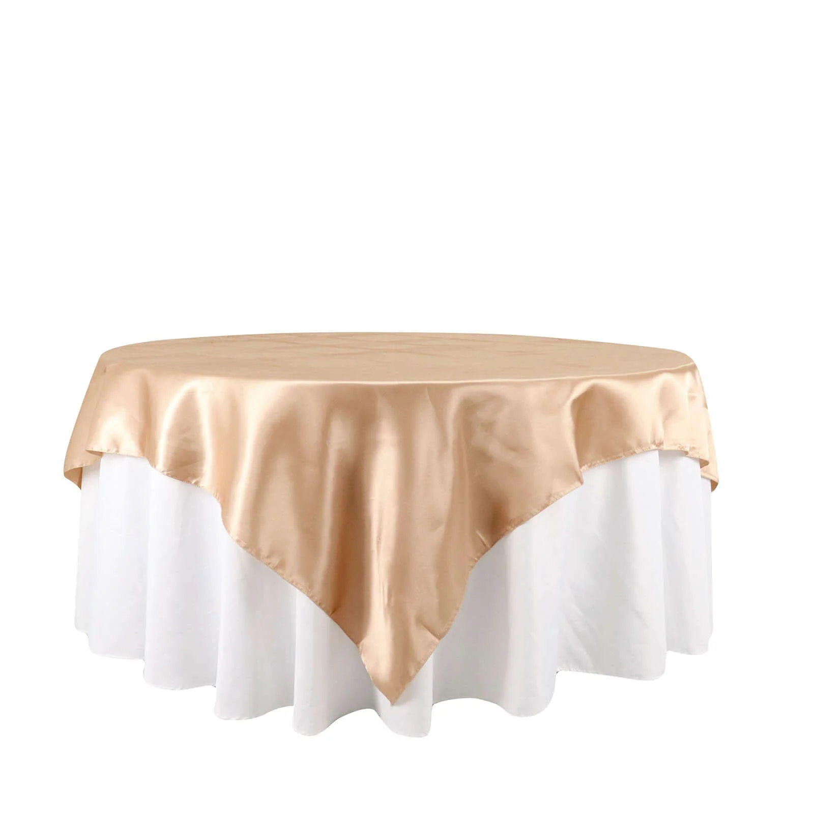 Satin Table Overlay 72"x72" Nude - Wrinkle Resistant & Smooth Table Topper - Image 7