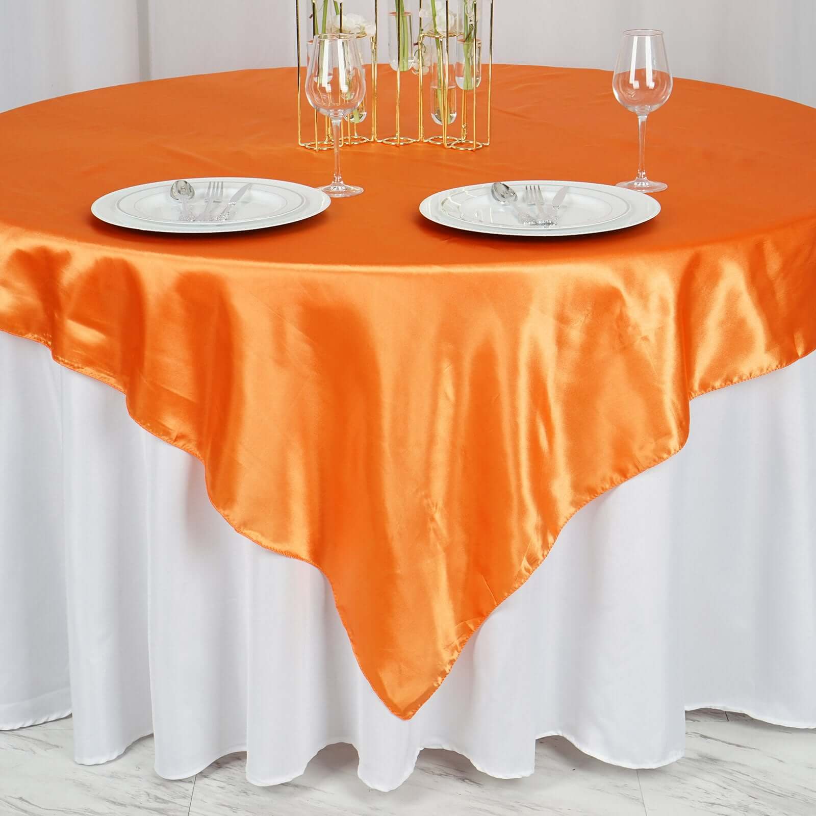 Satin Table Overlay 72"x72" Orange - Wrinkle Resistant & Smooth Table Topper - Image 5