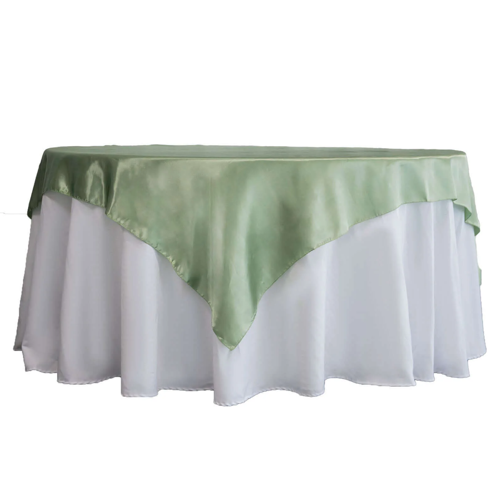 Satin Table Overlay 72"x72" Sage Green - Wrinkle Resistant & Smooth Table Topper - Image 6