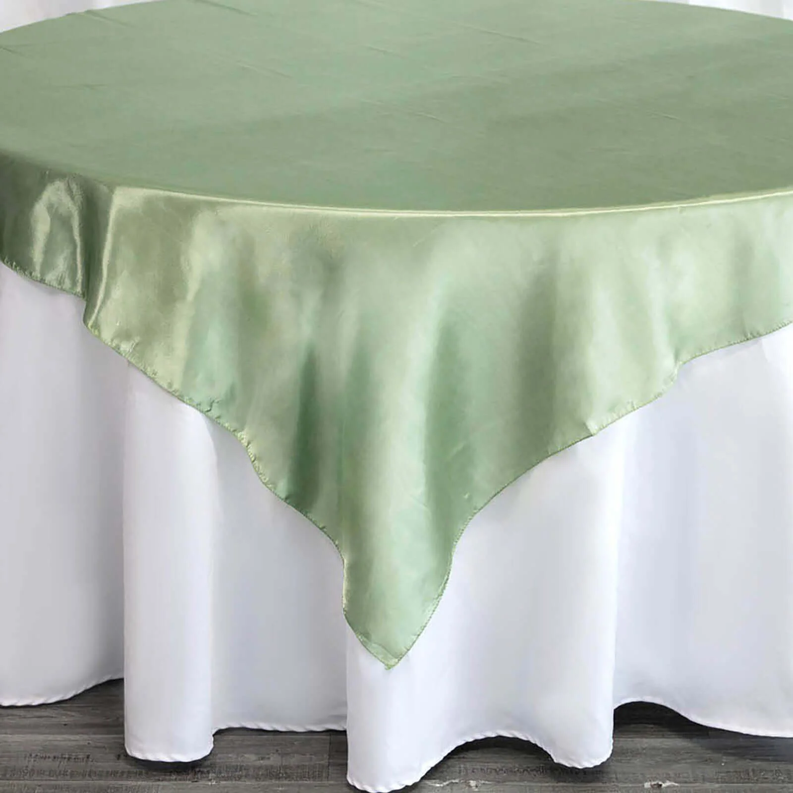 Satin Table Overlay 72"x72" Sage Green - Wrinkle Resistant & Smooth Table Topper - Image 8