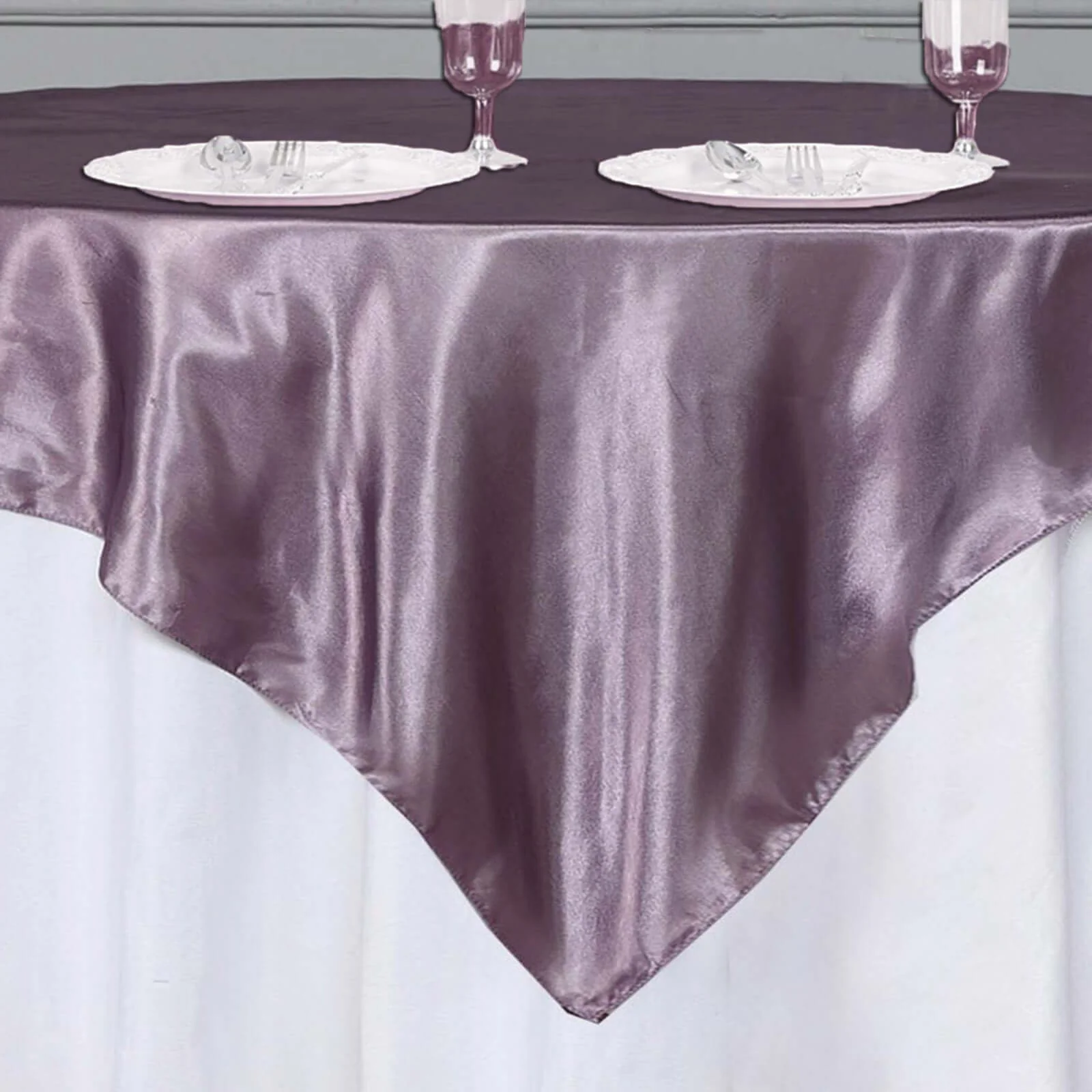 Satin Table Overlay 72"x72" Violet Amethyst - Wrinkle Resistant & Smooth Table Topper - Image 8