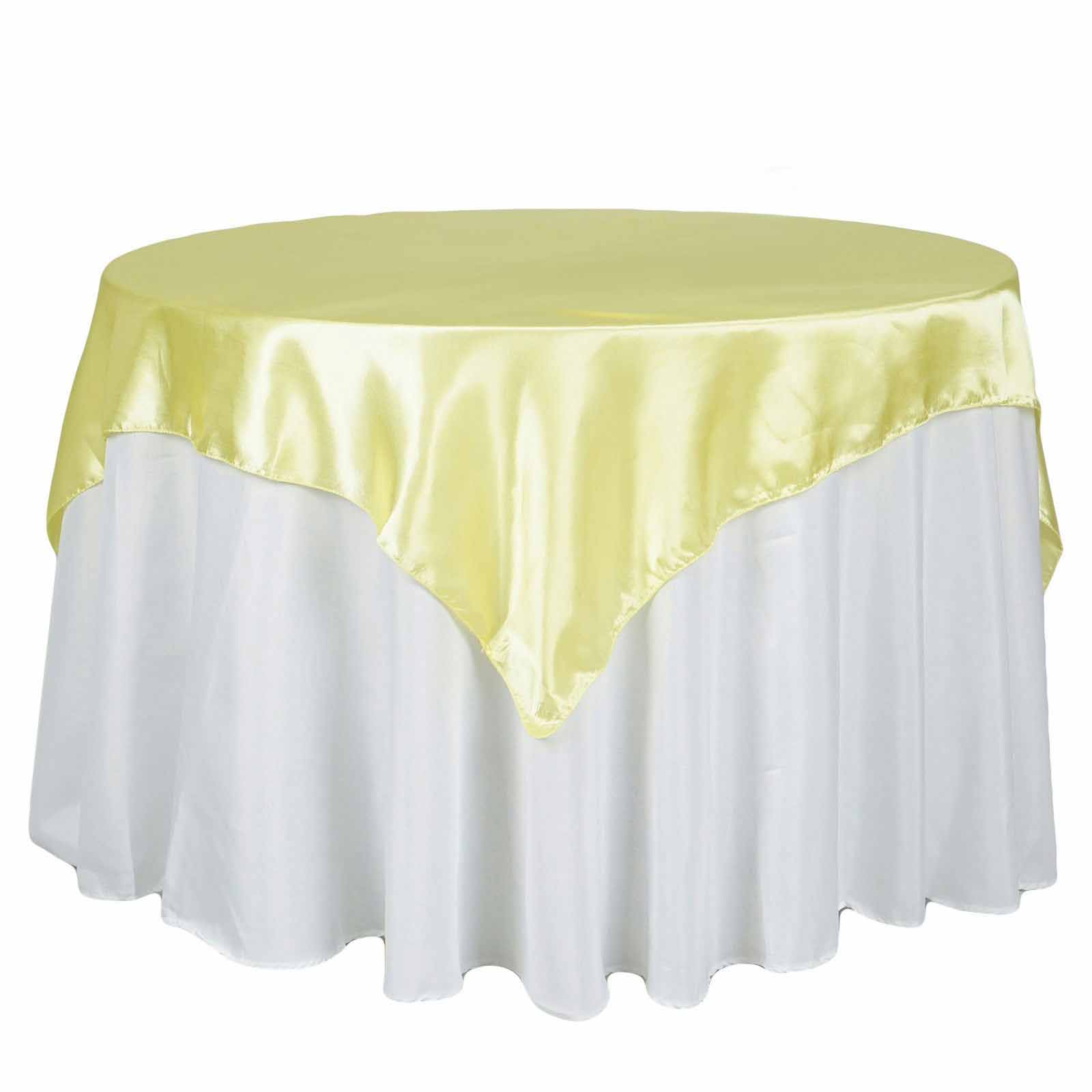 Satin Table Overlay 72"x72" Yellow - Wrinkle Resistant & Smooth Table Topper - Image 7