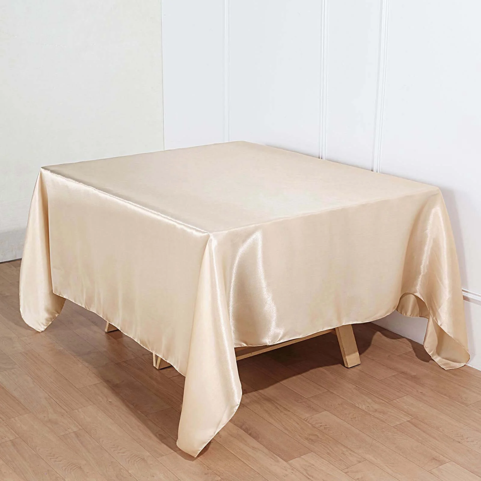 Satin Table Overlay 90"x90" Beige - Smooth Finish Table Topper - Image 5