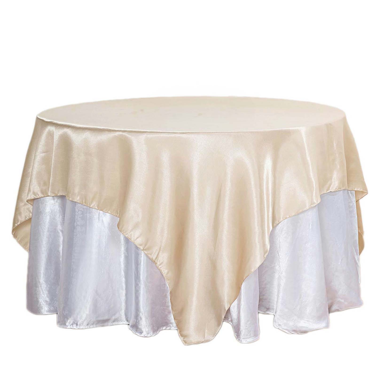 Satin Table Overlay 90"x90" Beige - Smooth Finish Table Topper - Image 7
