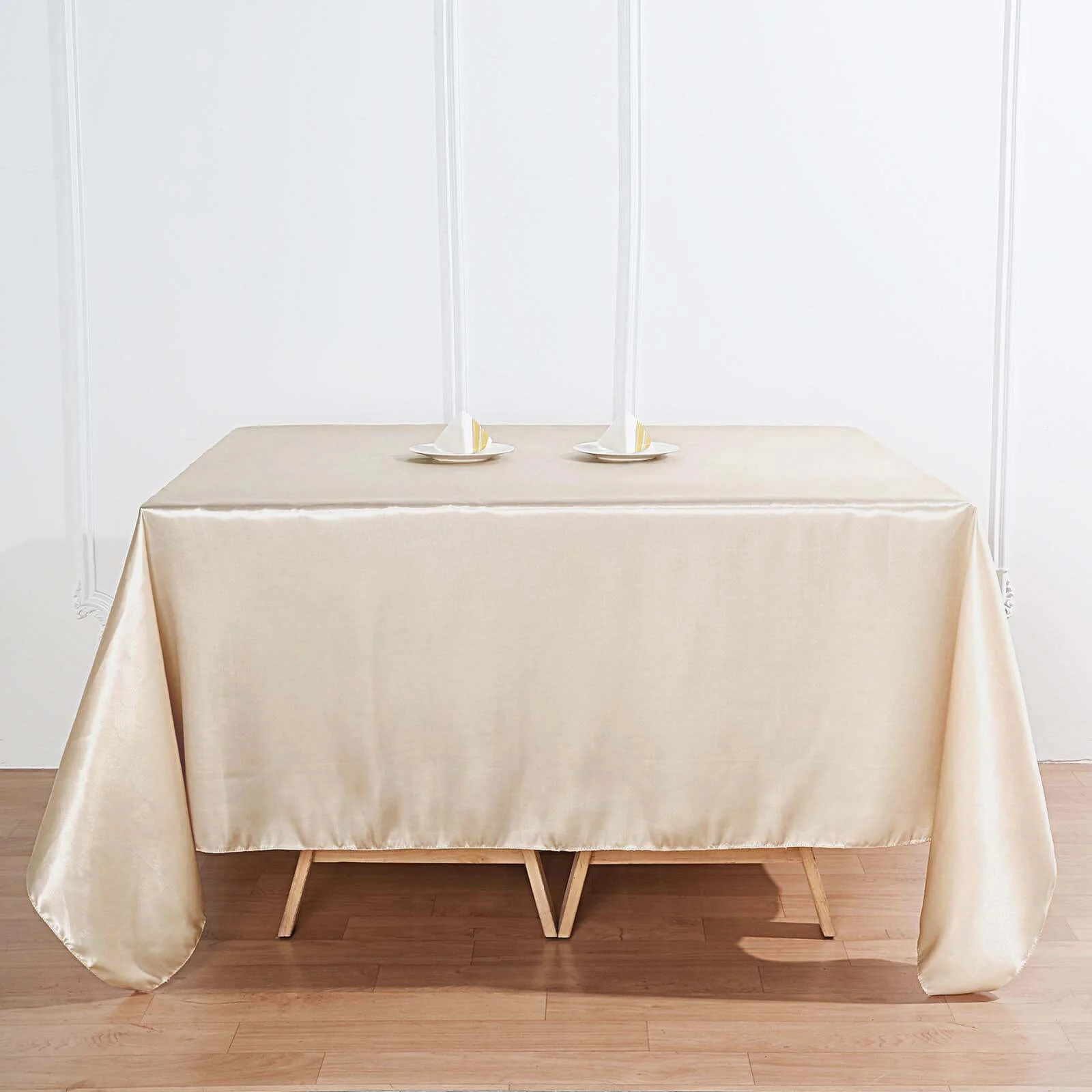 Satin Table Overlay 90"x90" Beige - Smooth Finish Table Topper - Image 9