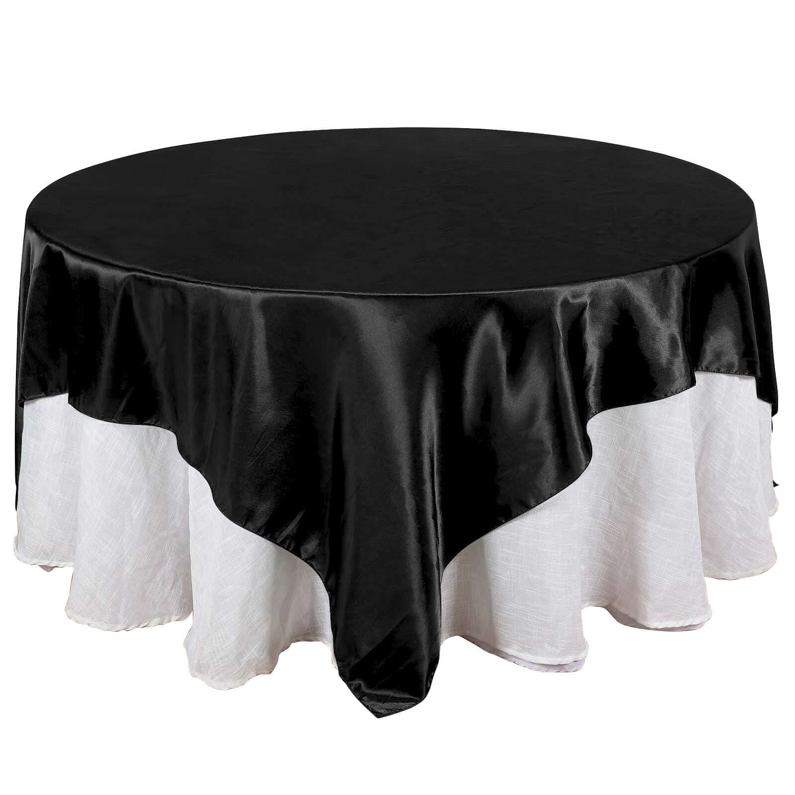 Satin Table Overlay 90"x90" Black with Smooth Finish - Perfect for Wedding Receptions - Image 8
