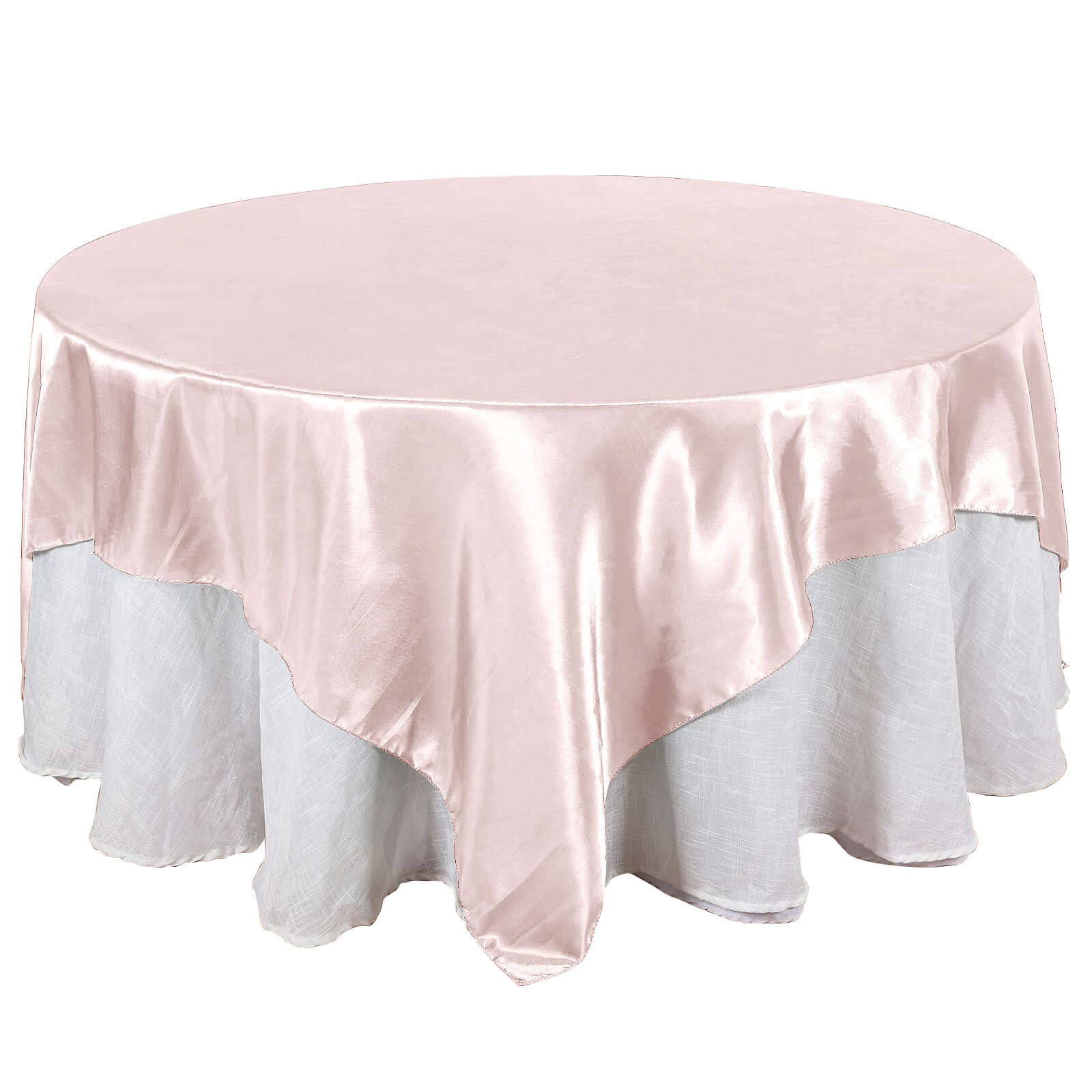 Satin Table Overlay 90"x90" Blush - Smooth Finish Table Topper - Image 6