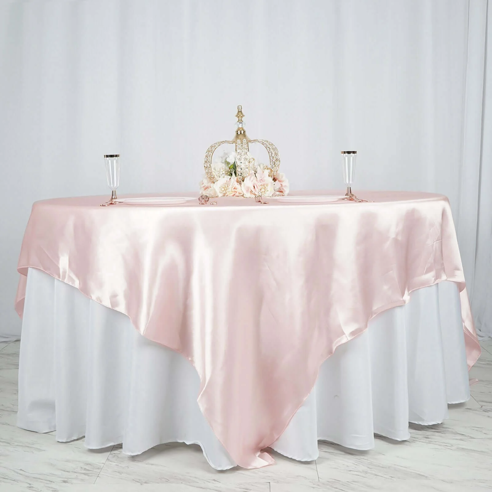 Satin Table Overlay 90"x90" Blush - Smooth Finish Table Topper - Image 7