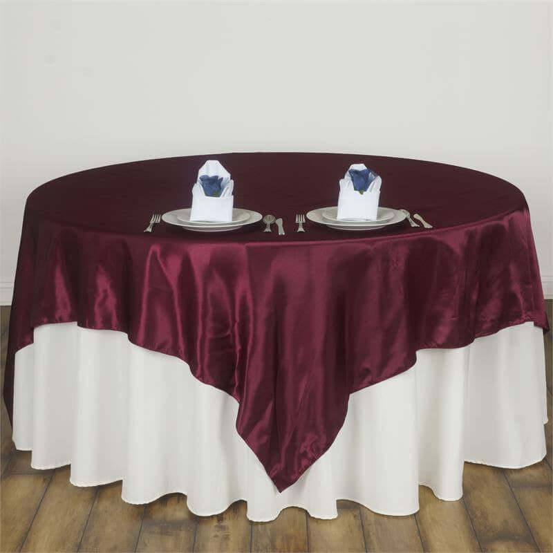 Satin Table Overlay 90"x90" Burgundy - Smooth Finish Table Topper - Image 2