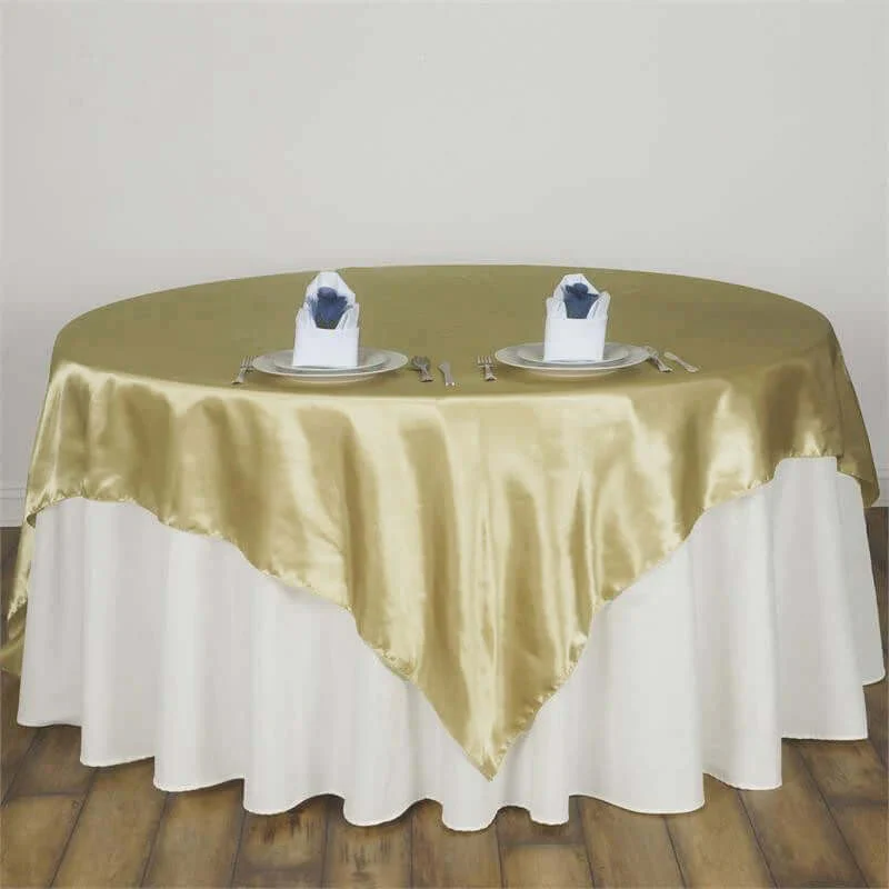 Satin Table Overlay 90"x90" Champagne - Smooth Finish Table Topper - Image 2