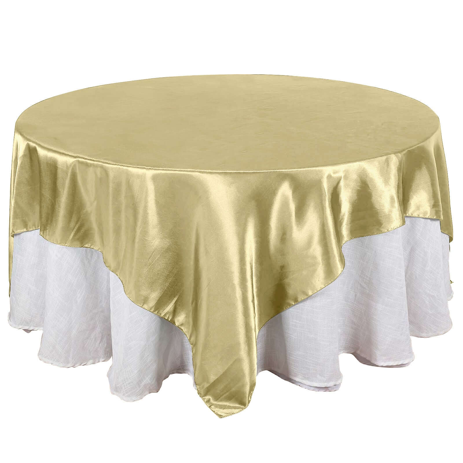 Satin Table Overlay 90"x90" Champagne - Smooth Finish Table Topper - Image 7