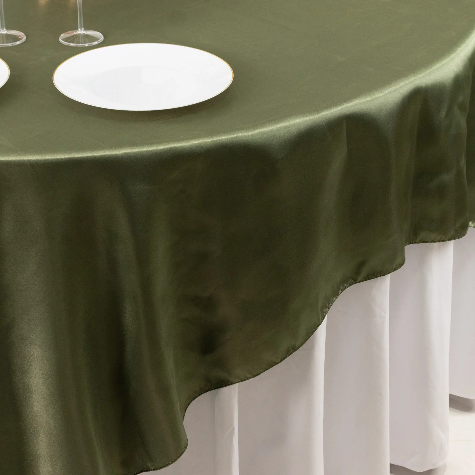 Satin Table Overlay 90"x90" Dusty Sage Green - Smooth Finish Table Topper - Image 8