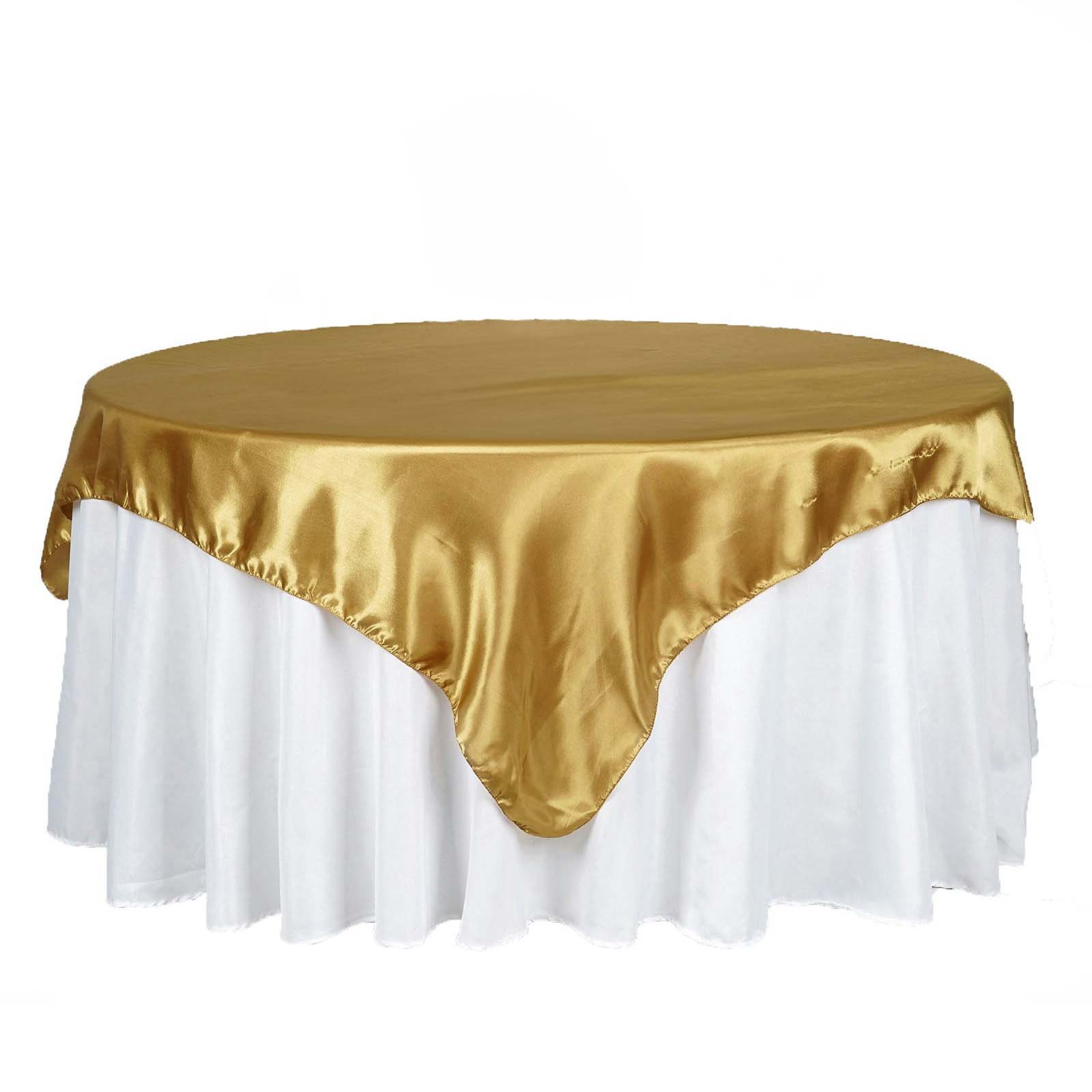 Satin Table Overlay 90"x90" Gold with Smooth Finish - Perfect for Wedding Receptions - Image 7