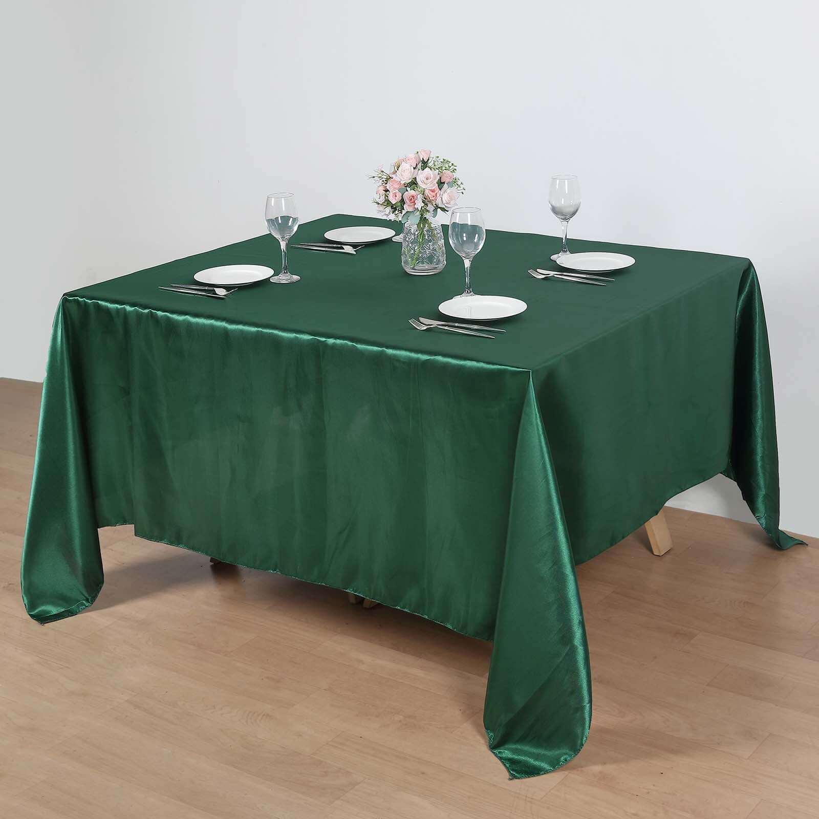 Satin Table Overlay 90"x90" Hunter Emerald Green - Smooth Finish Table Topper - Image 4