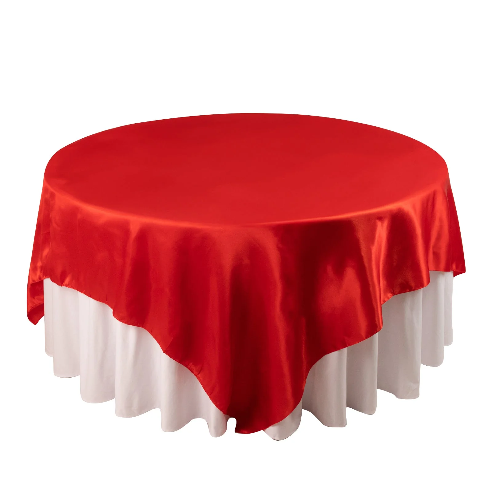 Satin Table Overlay 90"x90" Red - Smooth Finish Table Topper - Image 3