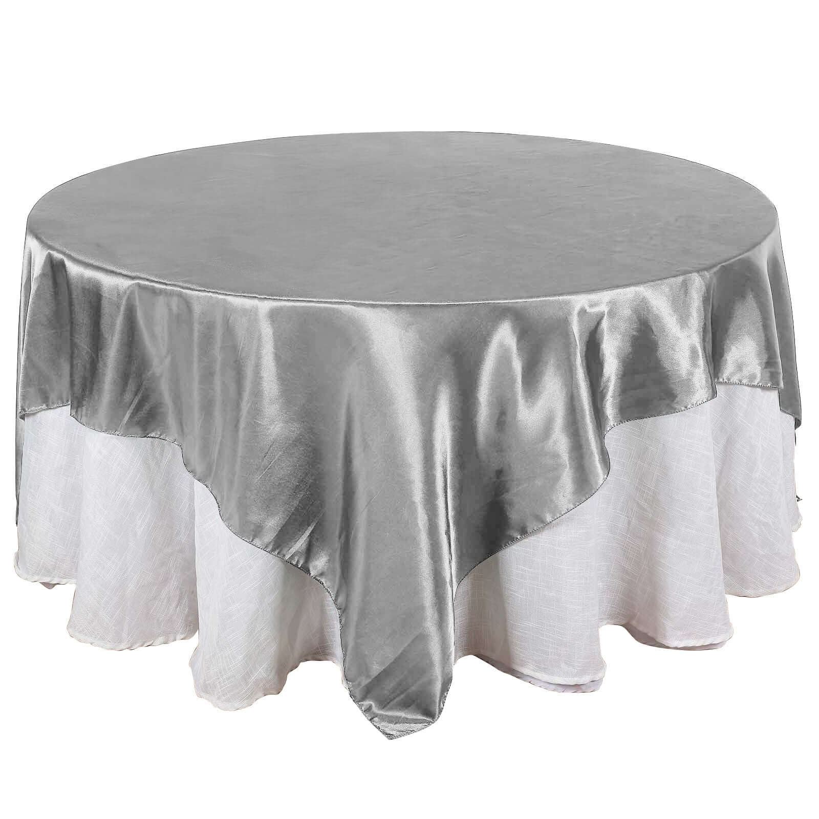 Satin Table Overlay 90"x90" Silver - Smooth Finish Table Topper - Image 7