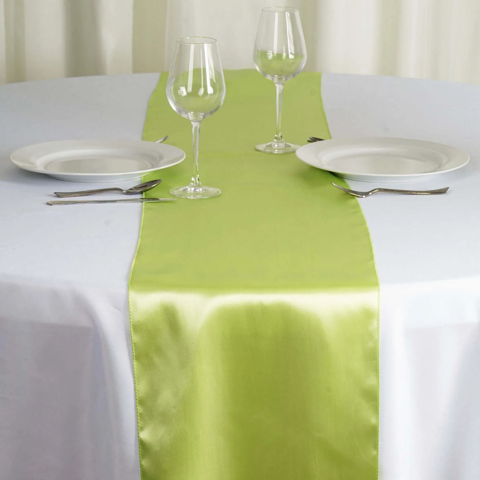 Satin Table Runner 12"x108" Apple Green - Stylish Table Linen - Image 8