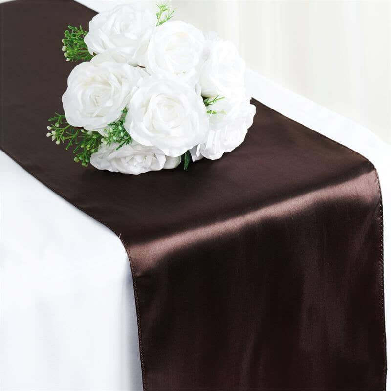 Satin Table Runner 12"x108" Chocolate - Stylish Table Linen - Image 6