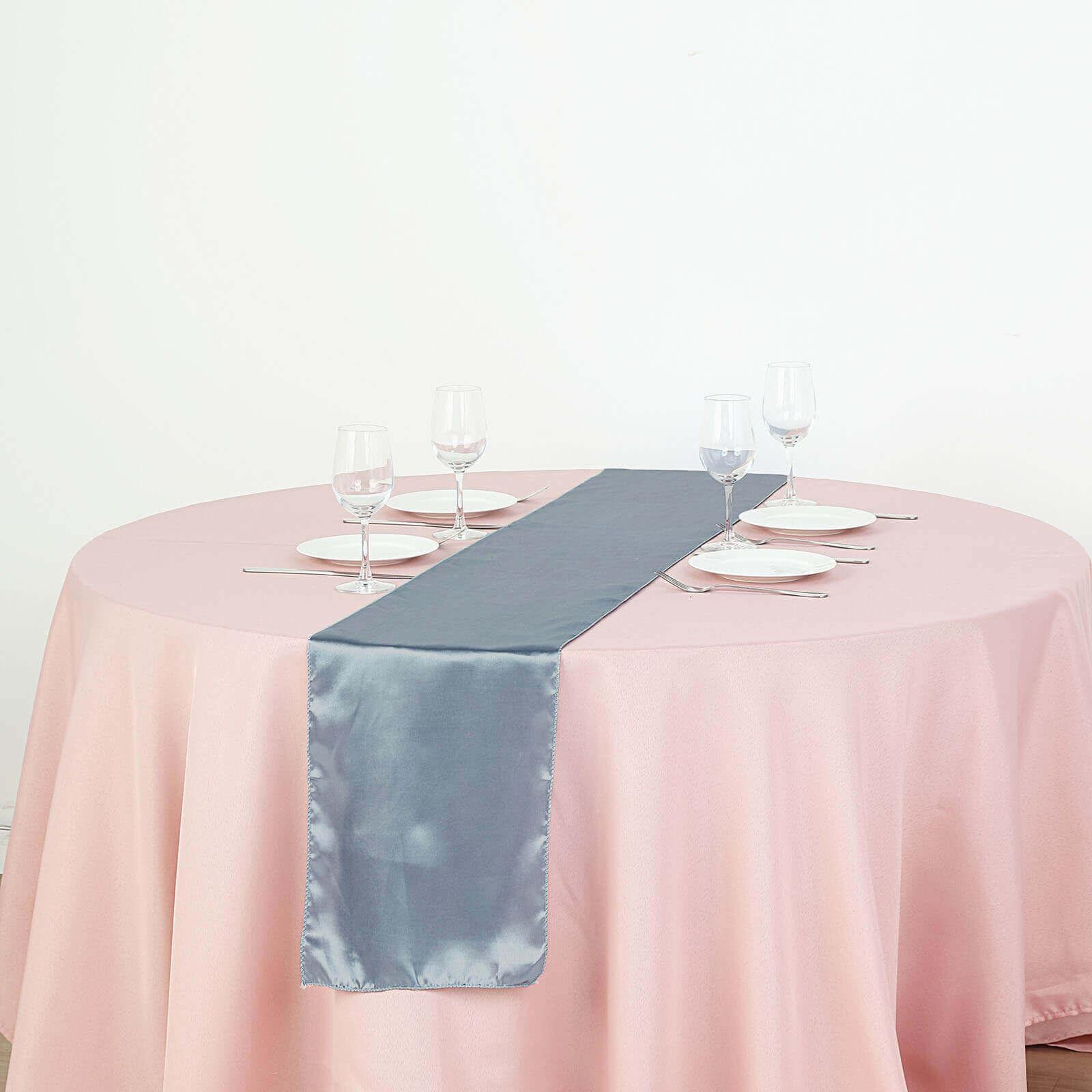 Satin Table Runner 12"x108" Dusty Blue - Stylish Table Linen - Image 2