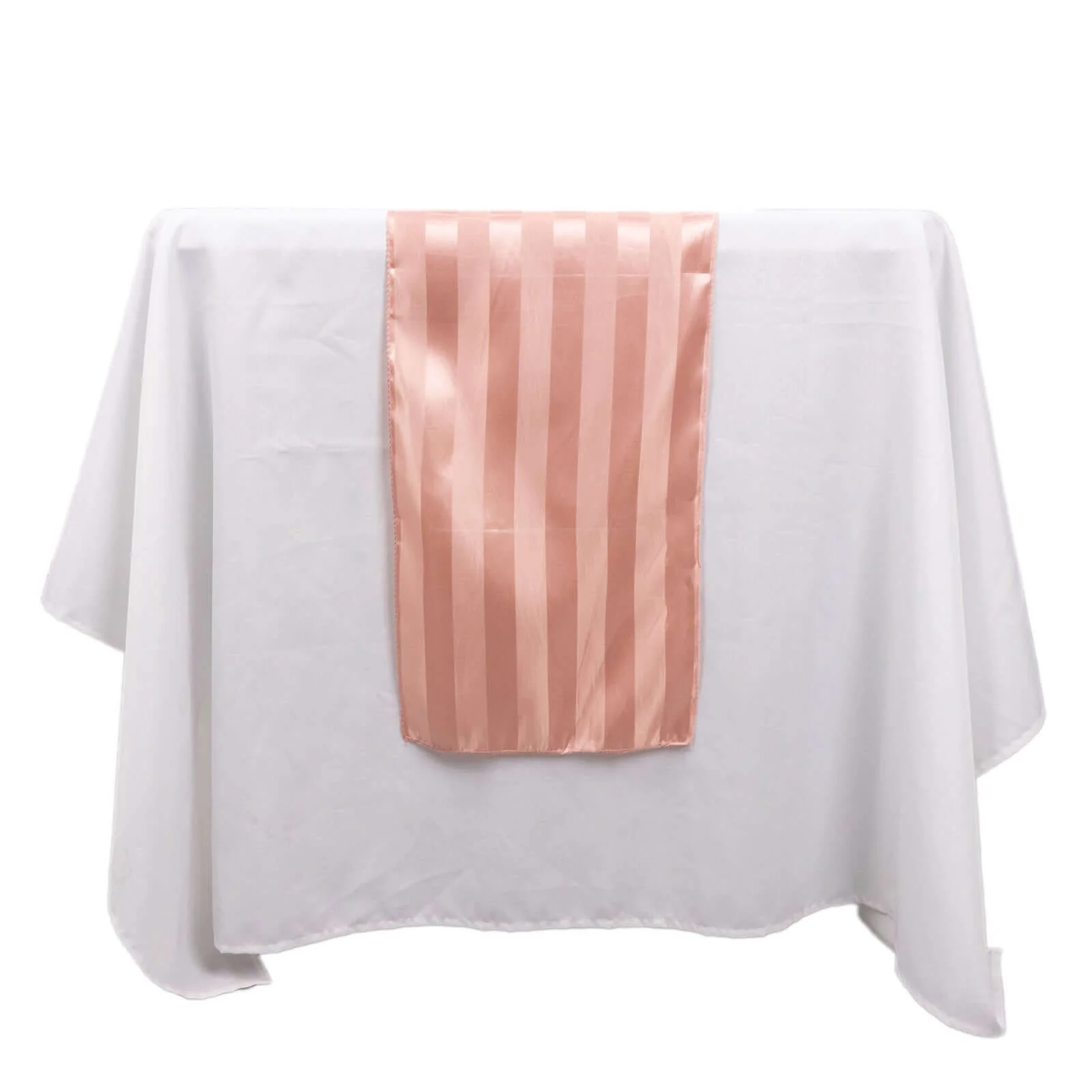 Satin Table Runner 12"x108" Dusty Rose - Stripe Wrinkle Resistant Linen - Image 10