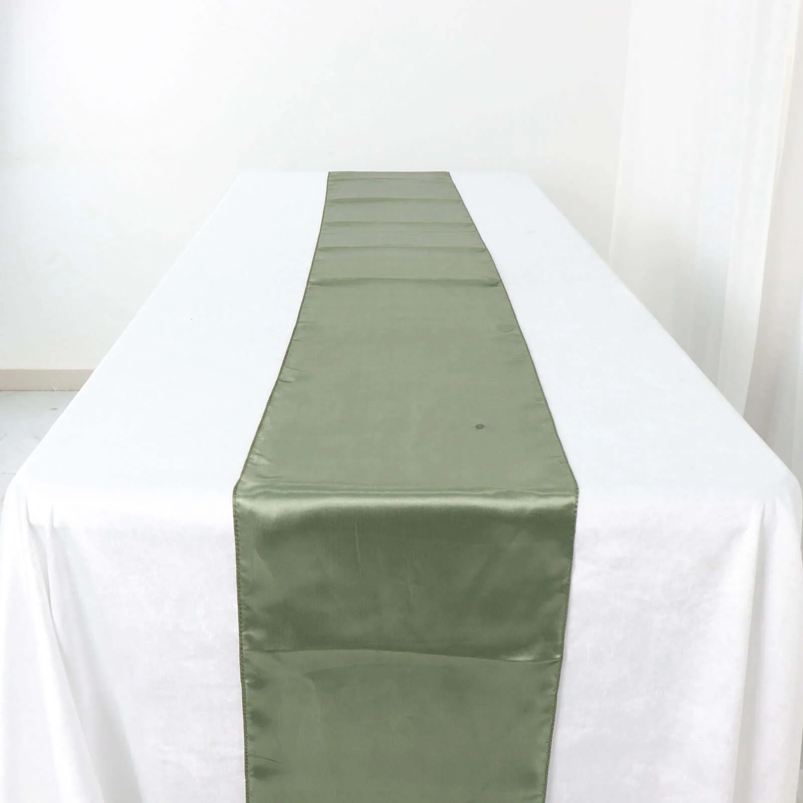Satin Table Runner 12"x108" Dusty Sage Green - Stylish Table Linen - Image 2