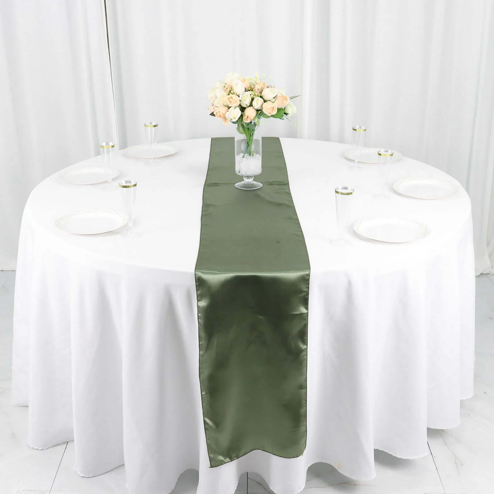 Satin Table Runner 12"x108" Dusty Sage Green - Stylish Table Linen - Image 5